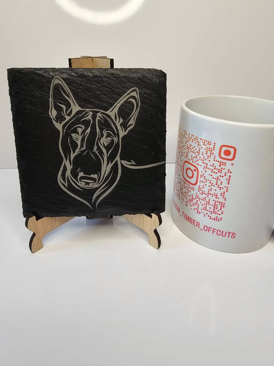 Slate Bull Terrier Engraved Slate Coasters | Handmade Set of 1, 4 6