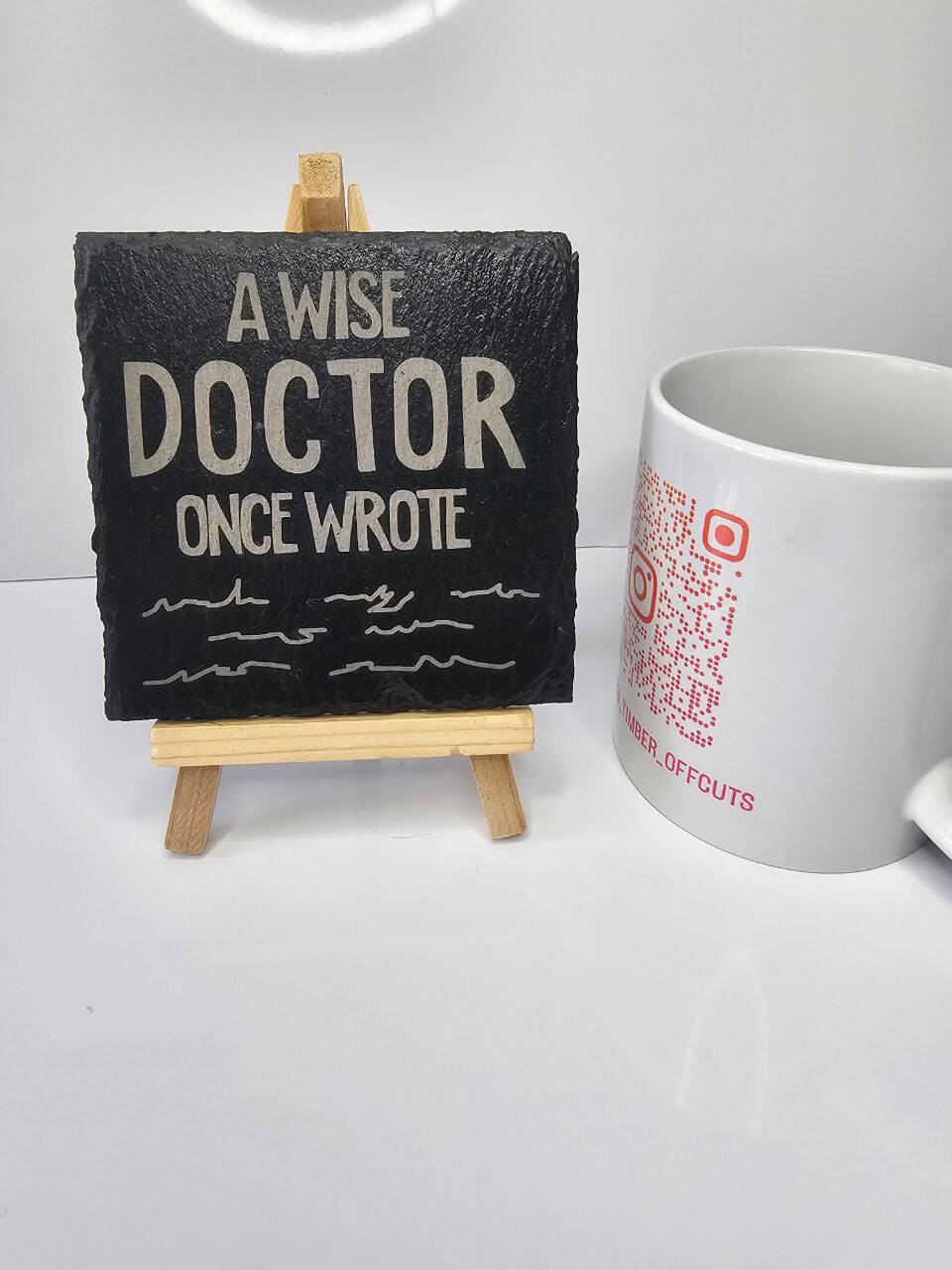 slate A Wise Doctor Once Wrote – Funny Engraved Slate Coaster 10cm