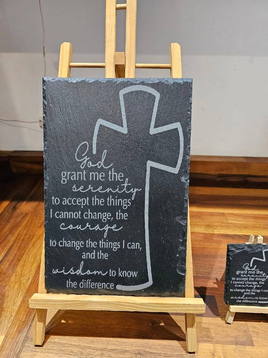 30cm x 20cm Premium Engraved Slate Plaque Serenity Prayer