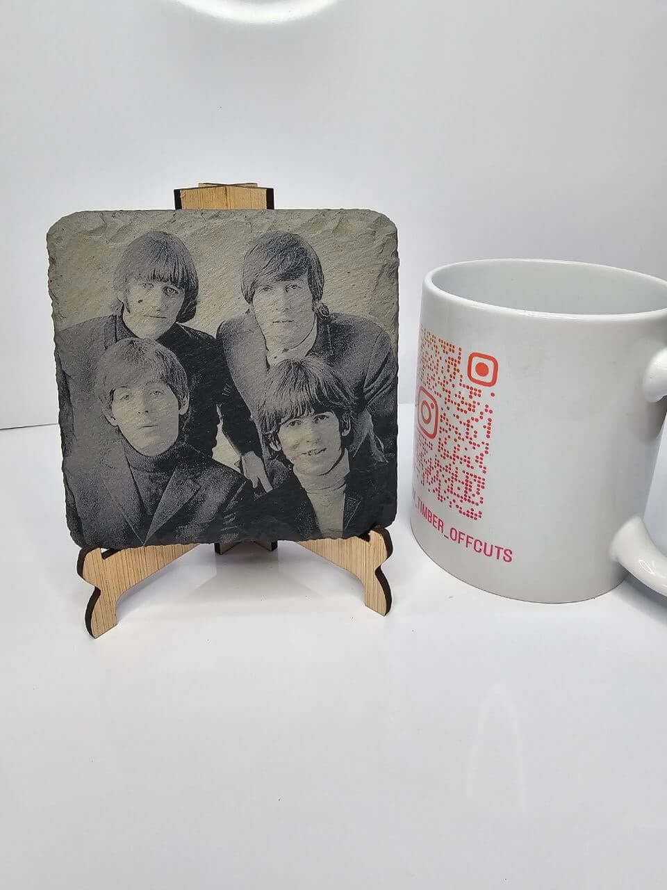 slate “The Beatles Portrait – Laser-Engraved Coasters | 10cm x 10cm