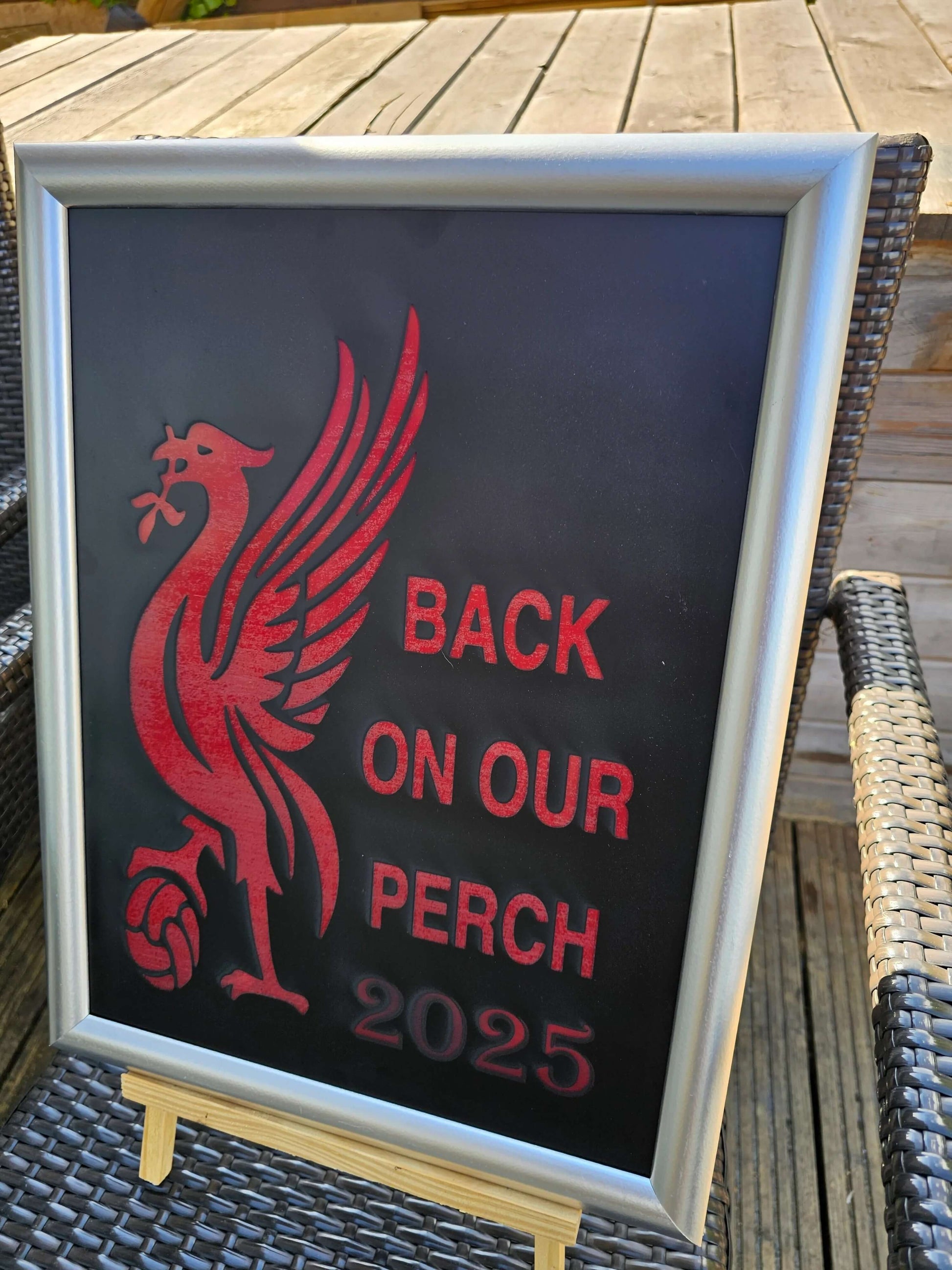 Painted Glass Liverpool FC “Back on Our Perch” 2025 Engraved Sign –