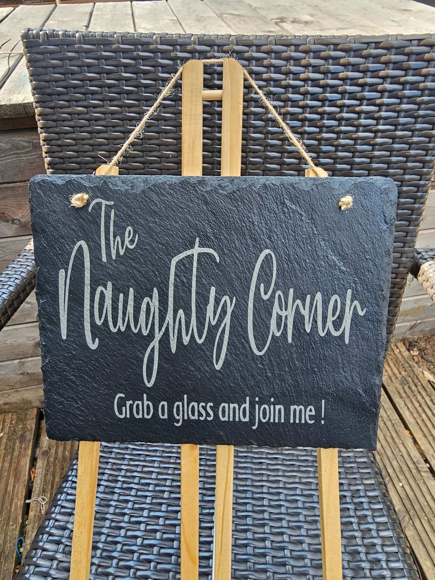 slate The Naughty Corner Sign – Laser Engraved 25x20cm Hanging Plaque