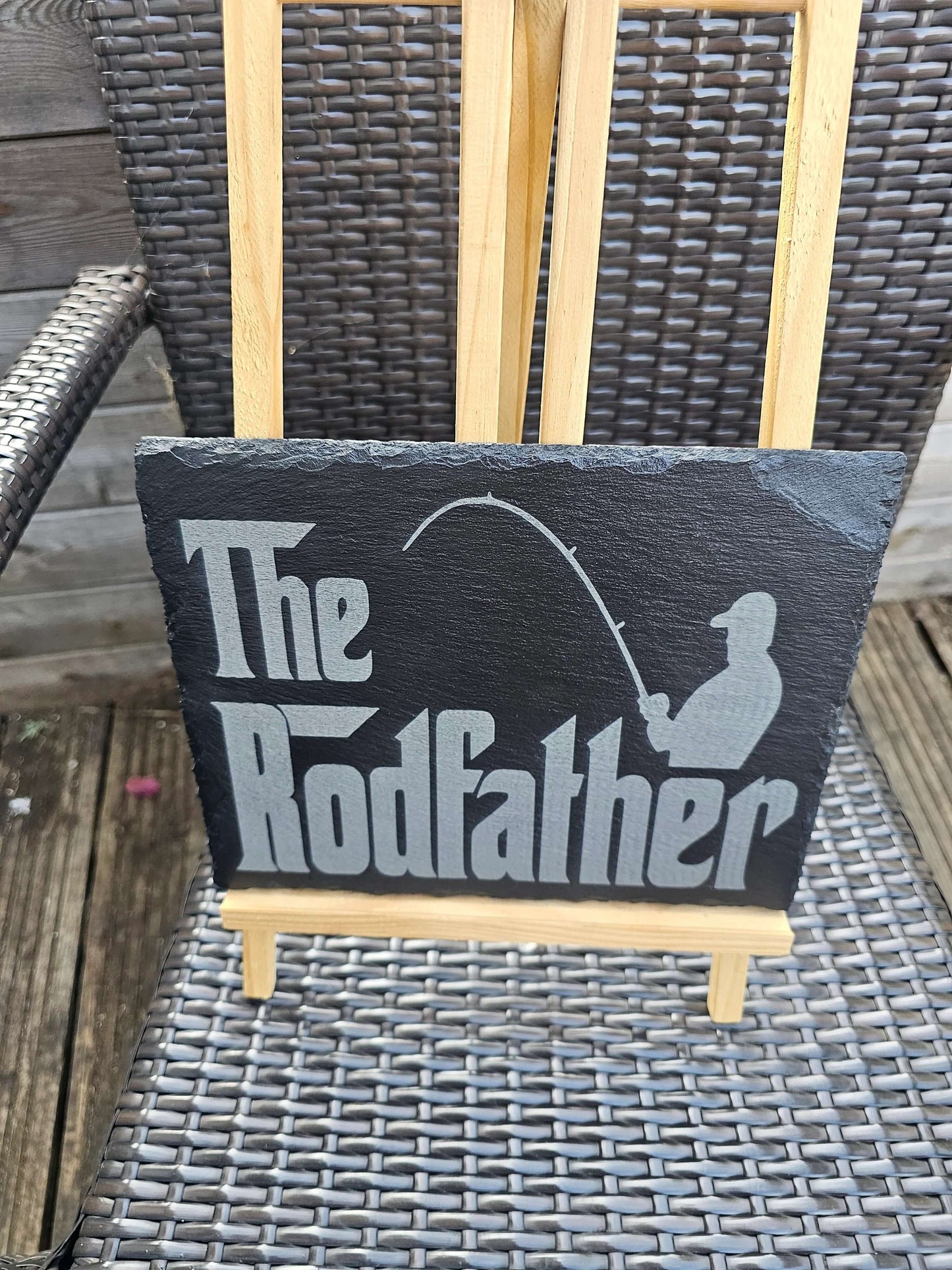 slate The Rodfather Plaque – Funny Fishing Gift for Dad