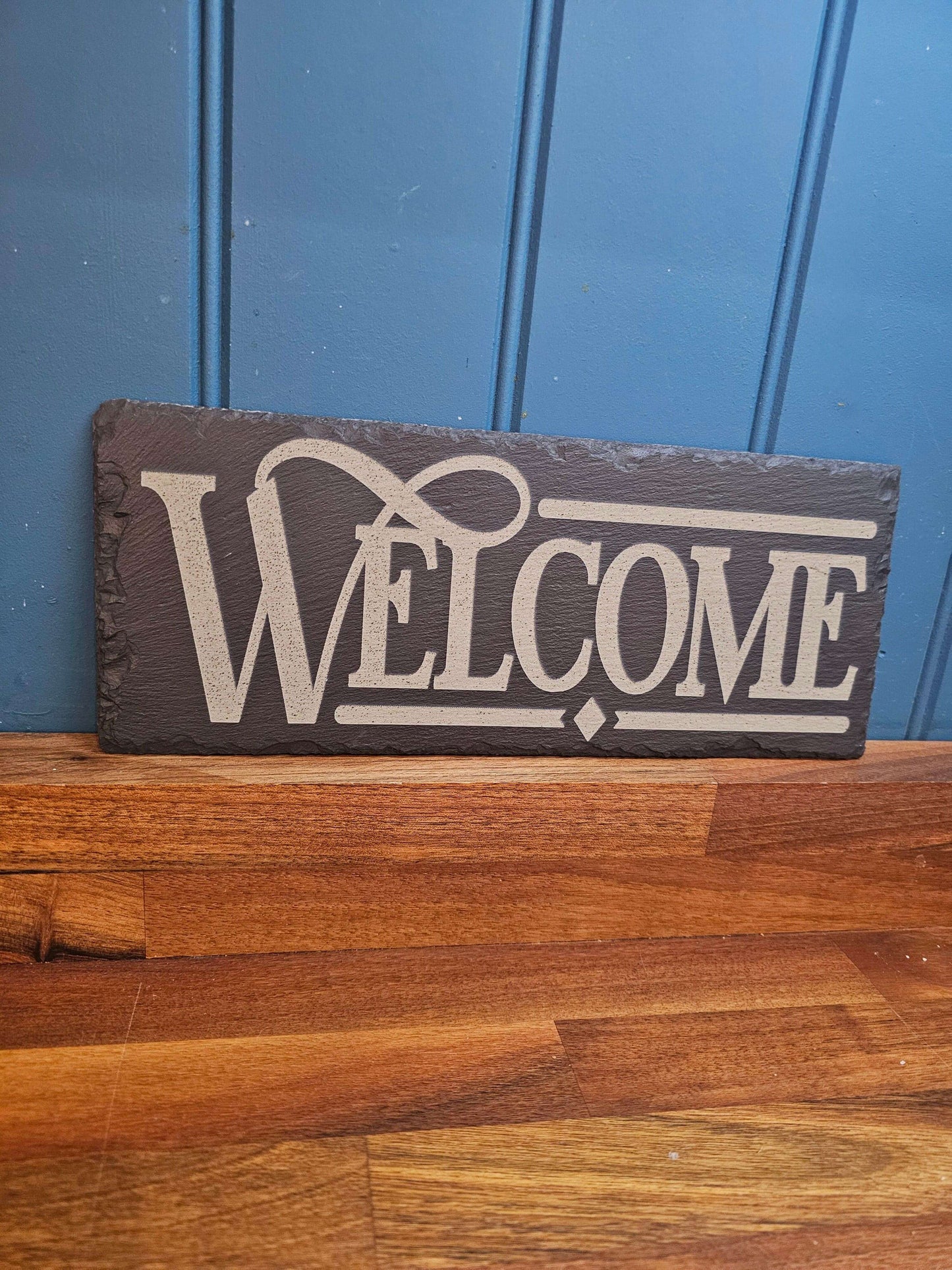slate WELCOME Sign – Laser Engraved Hanging Plaque | Rustic Outdoor