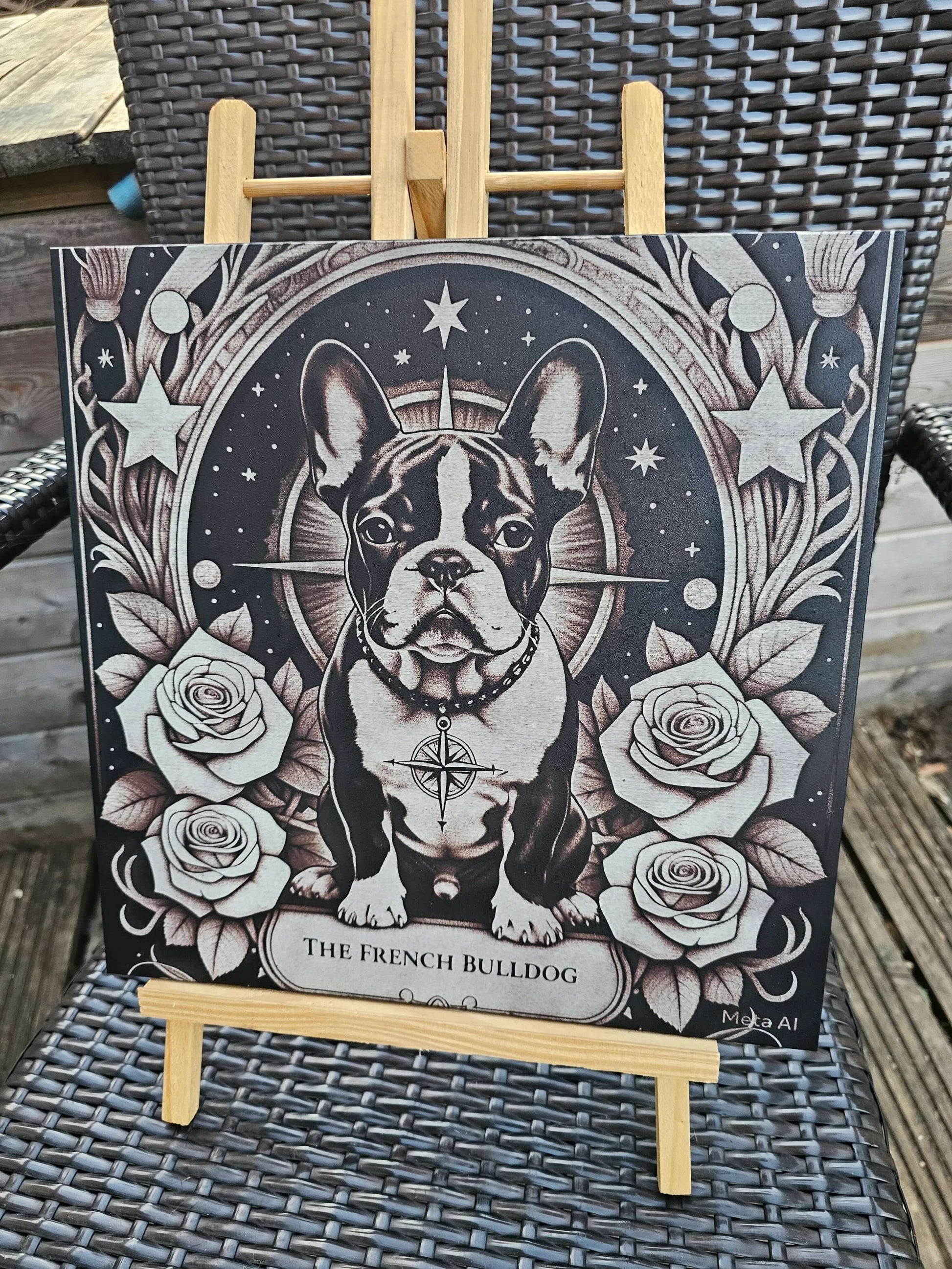 tile French Bulldog Spirit – 30cm x 30cm Laser Engraved White Ceramic