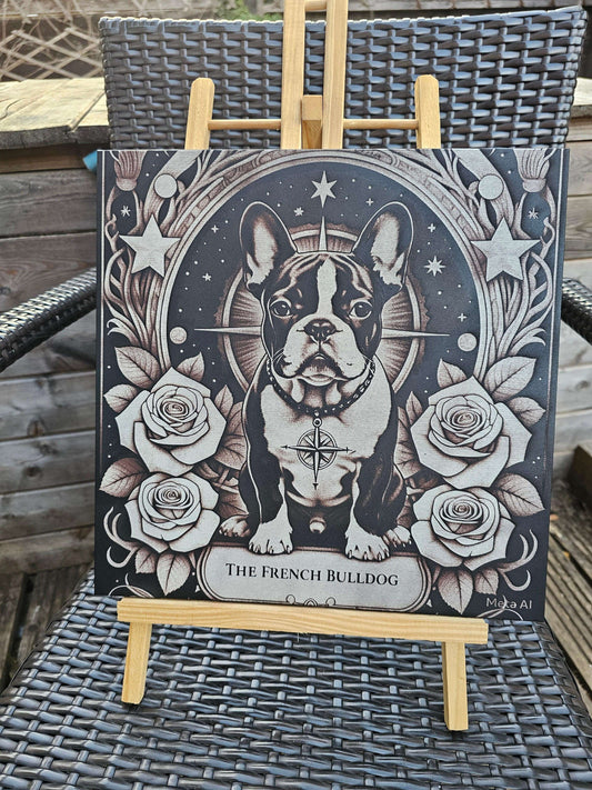 tile French Bulldog Spirit – 30cm x 30cm Laser Engraved White Ceramic