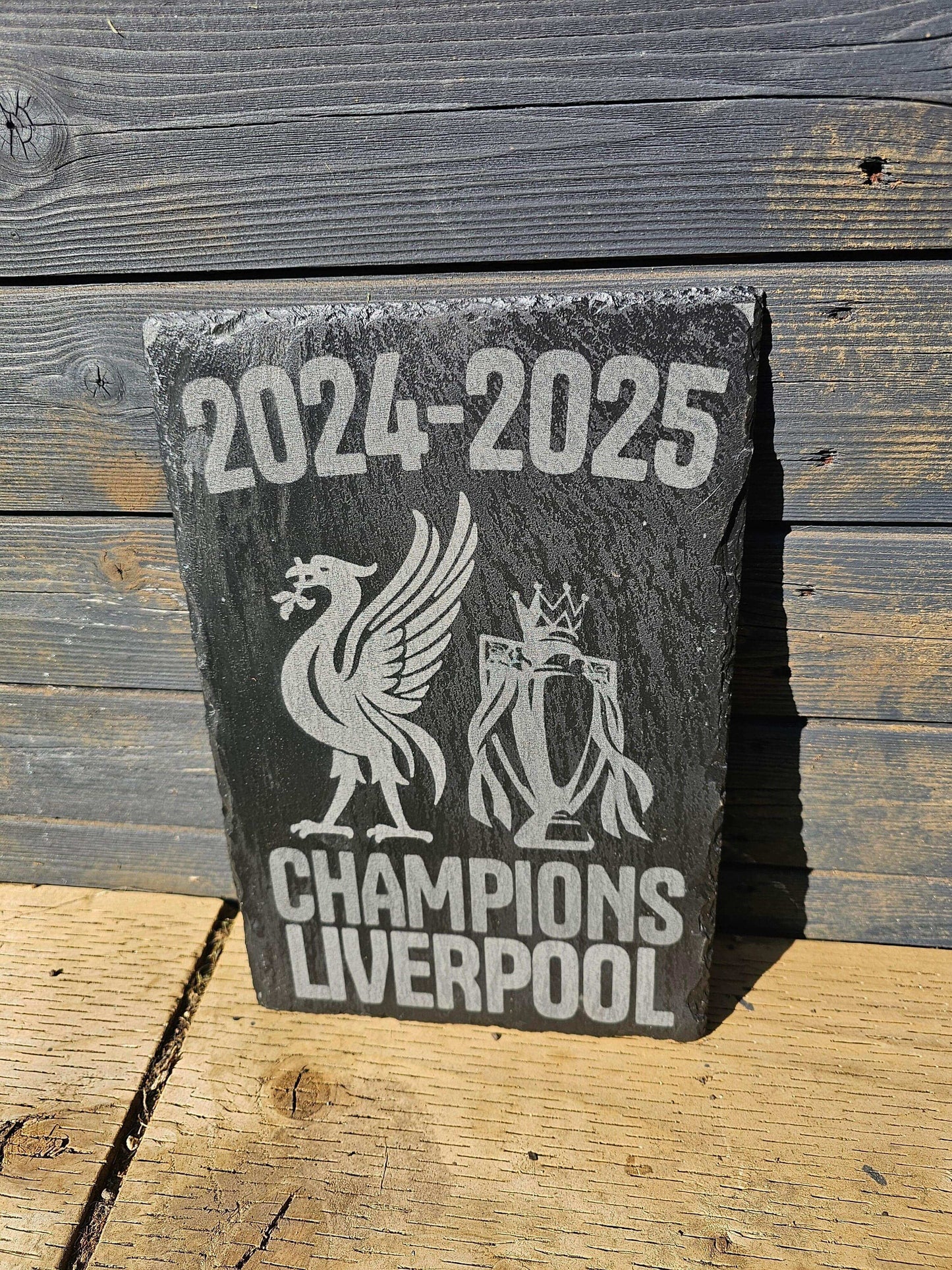 slate Liverpool FC 2024–2025 Champions Sign – 30cm x 20cm Laser