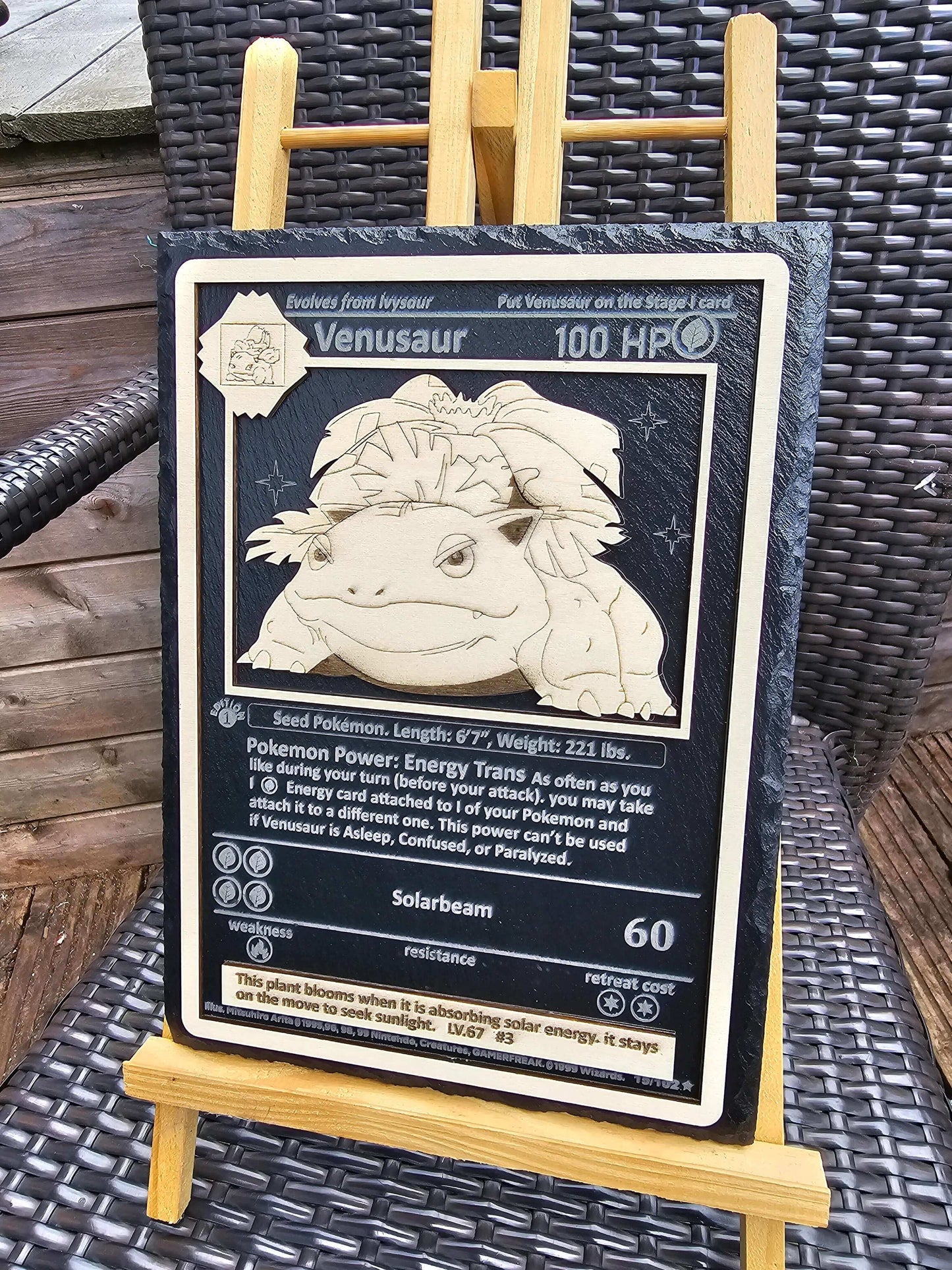 Venusaur Laser Engraved Pokémon Slate Plaque – 29cm x 21cm – Retro