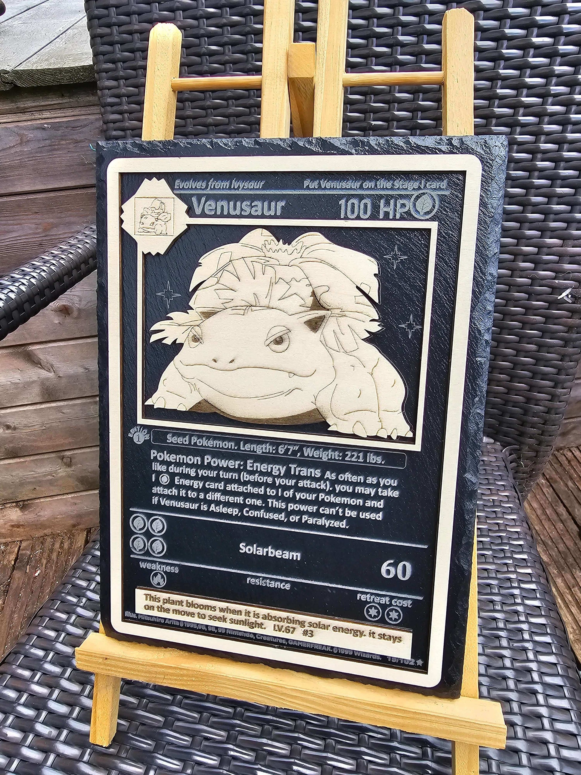 Venusaur Laser Engraved Pokémon Slate Plaque – 29cm x 21cm – Retro
