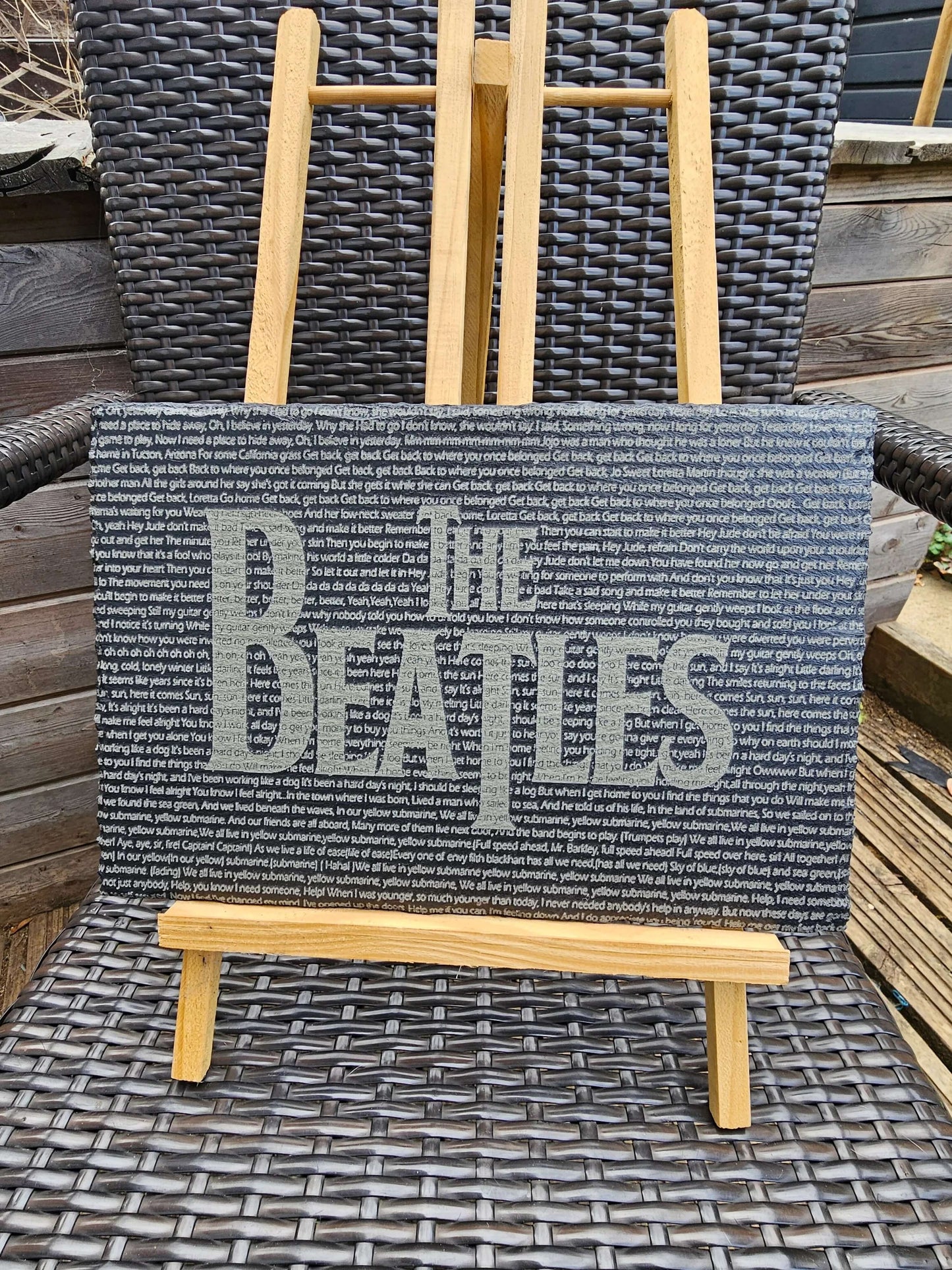 slate The Beatles Song Lyrics Plaque – 30cm x 20cm – Laser Engraved