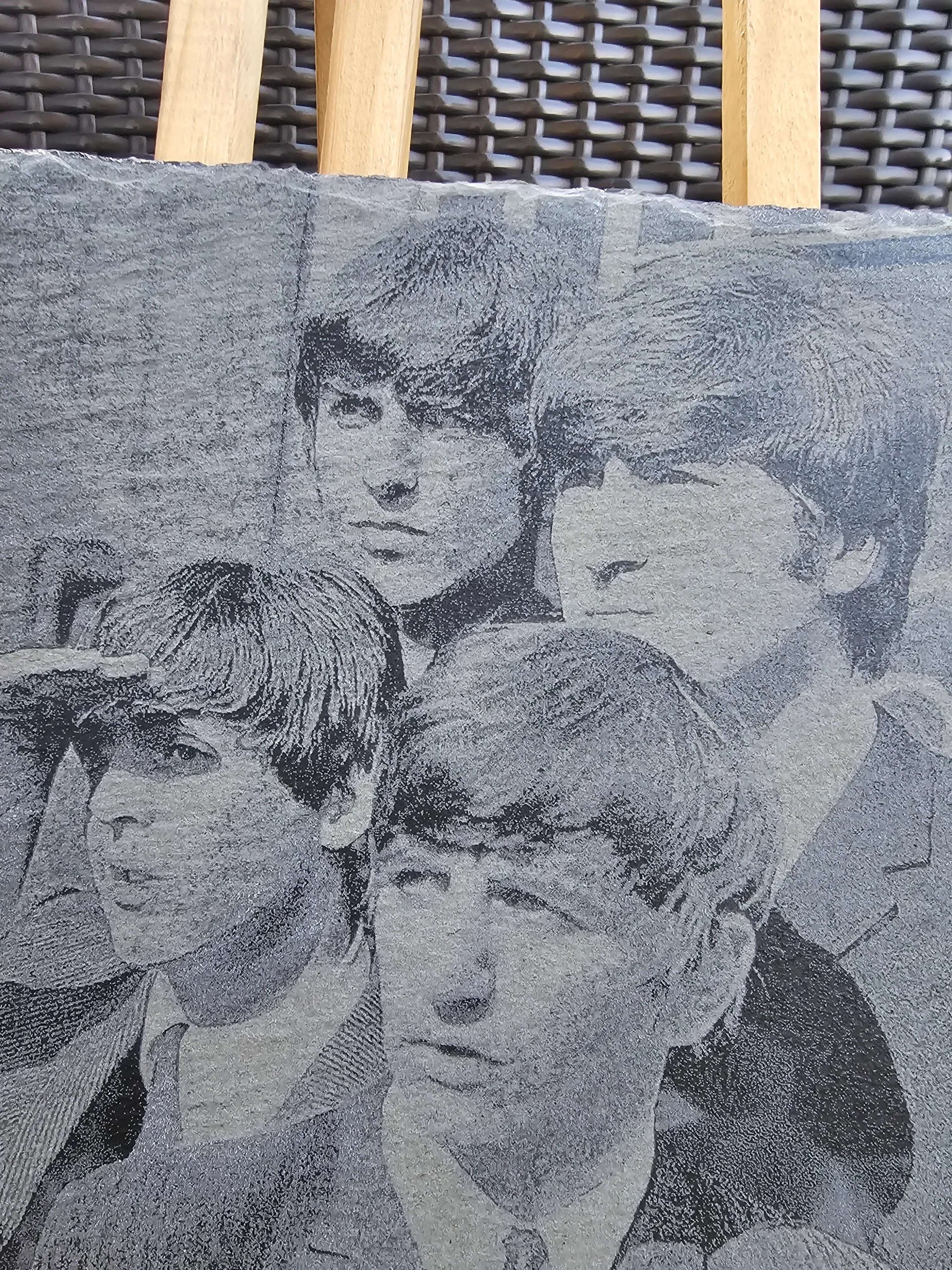slate Laser Engraved Beatles Art – Iconic 1960s Portrait