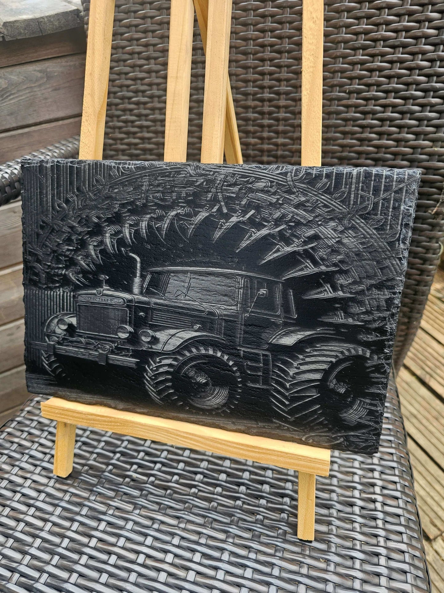 slate Laser Engraved Tractor Sign – Farm Life Wall Art – Rustic Black