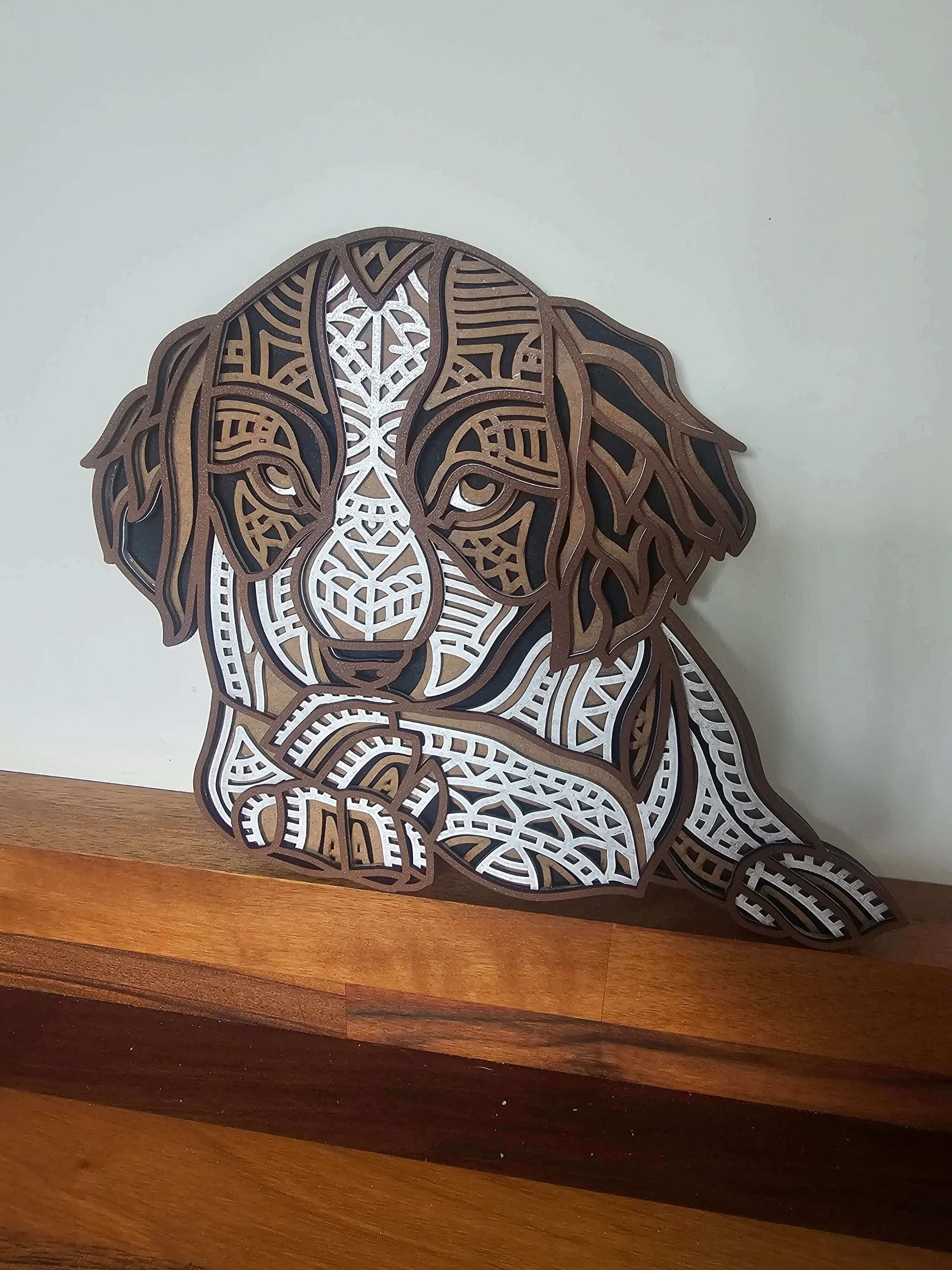 layered Geometric Spaniel Wall Art – 4-Layered 3mm MDF | 21cm x 28cm