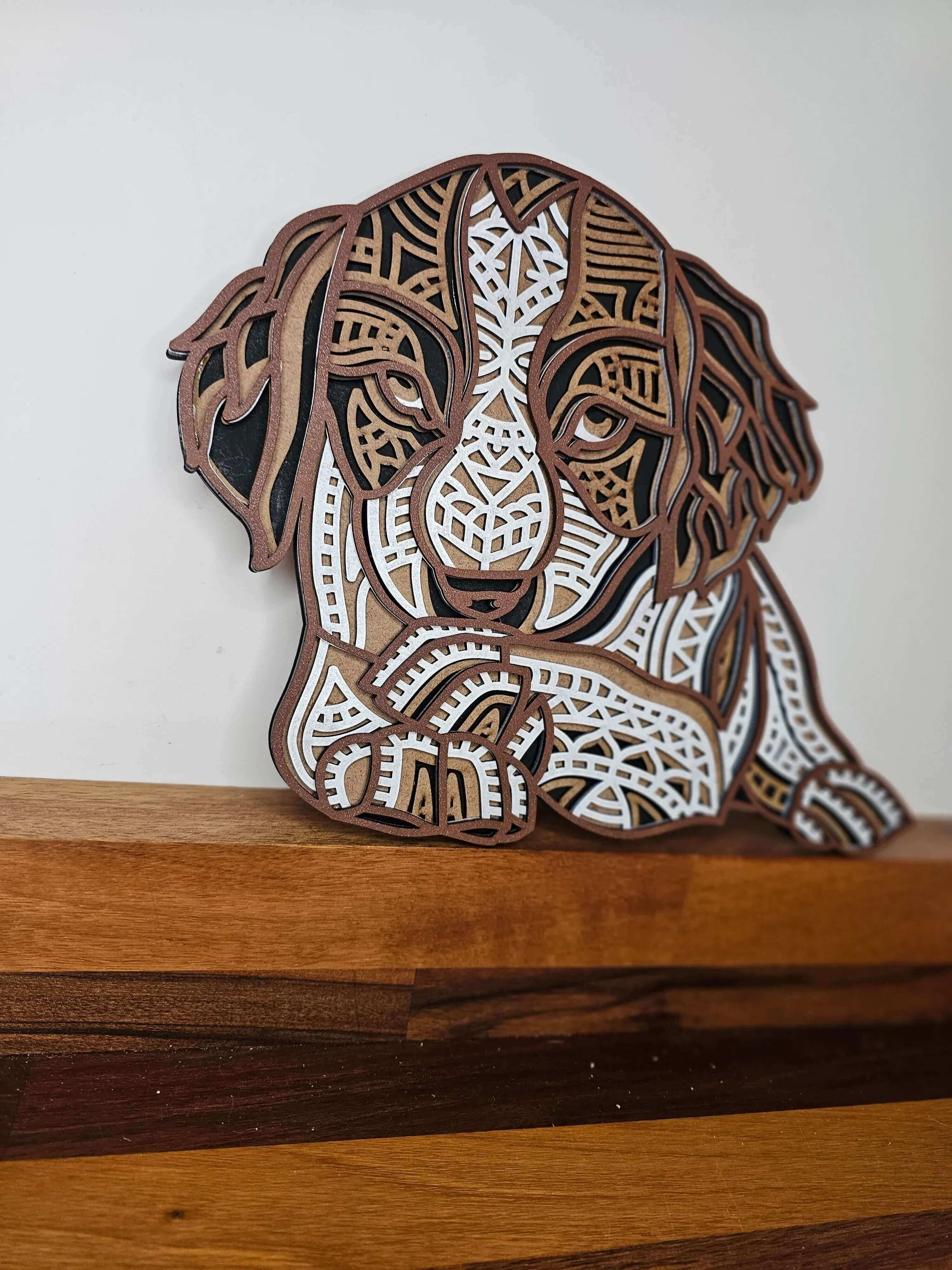 layered Geometric Spaniel Wall Art – 4-Layered 3mm MDF | 21cm x 28cm