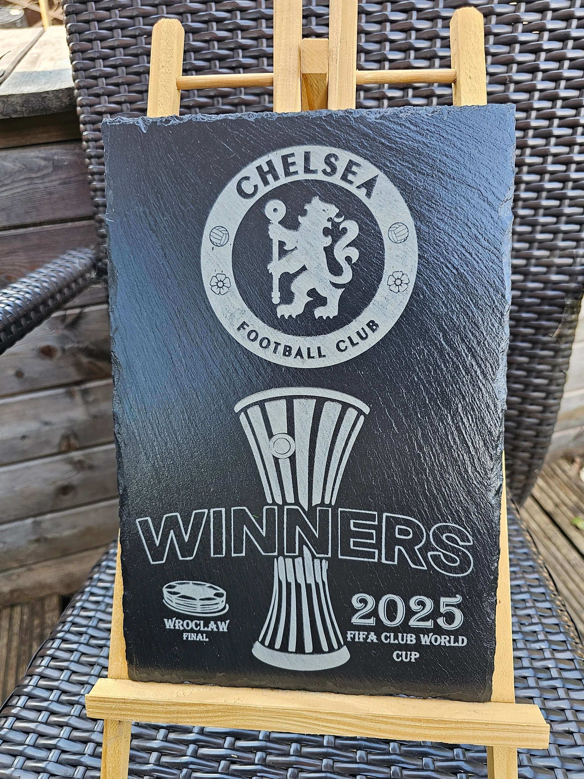 slate Chelsea FC FIFA Club World Cup Winners 2025 – 30x20cm Laser