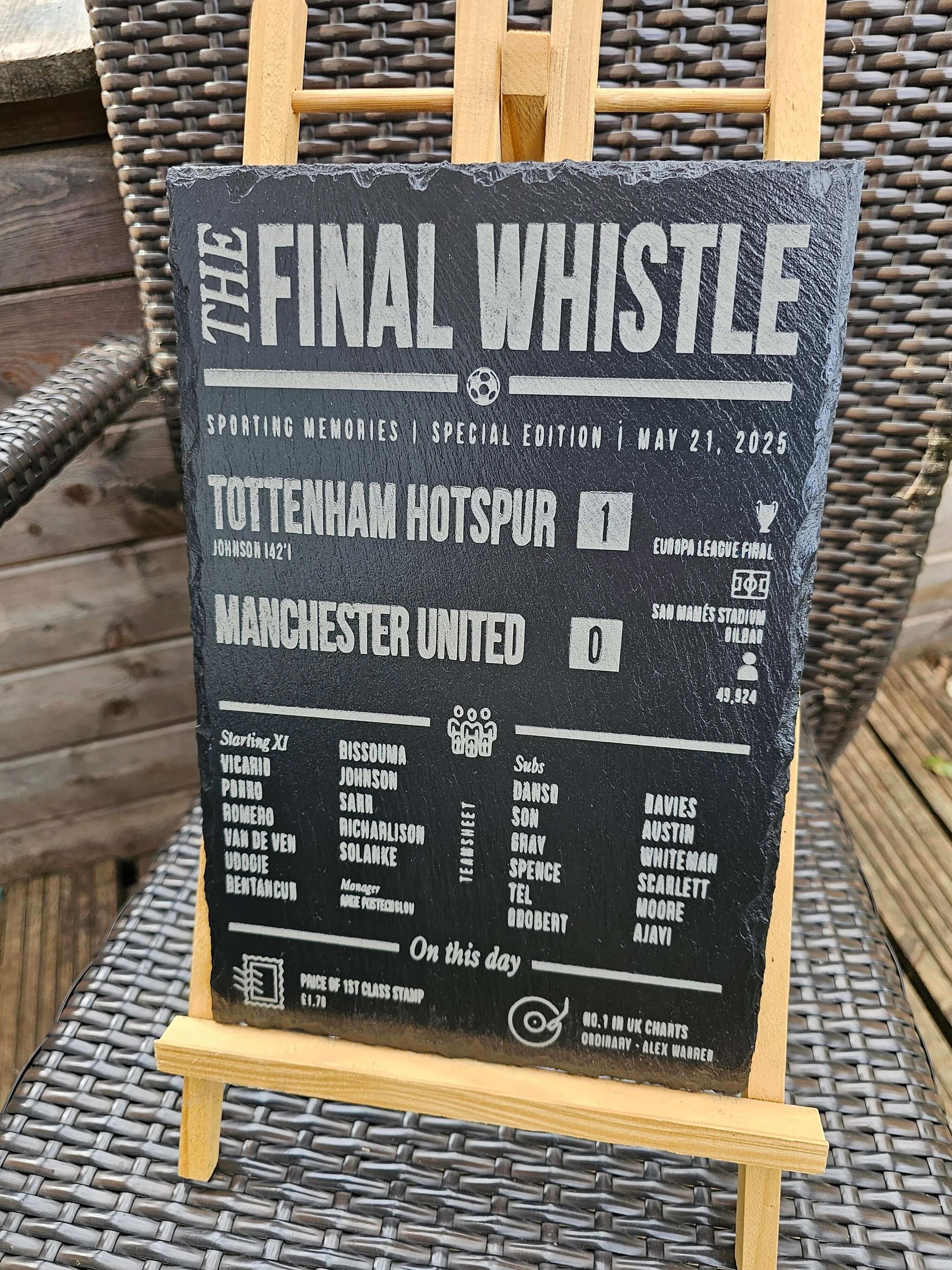 slate Tottenham vs Manchester United Plaque – Europa League Final 2025