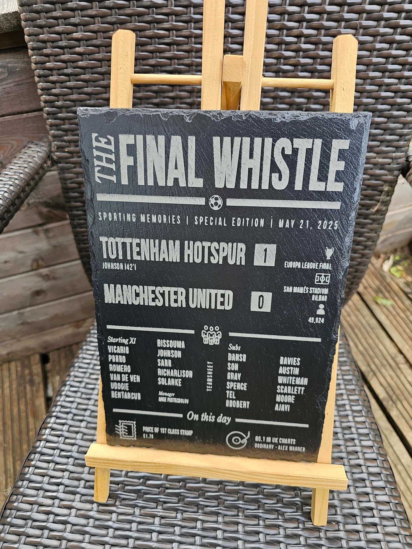 slate Tottenham vs Manchester United Plaque – Europa League Final 2025