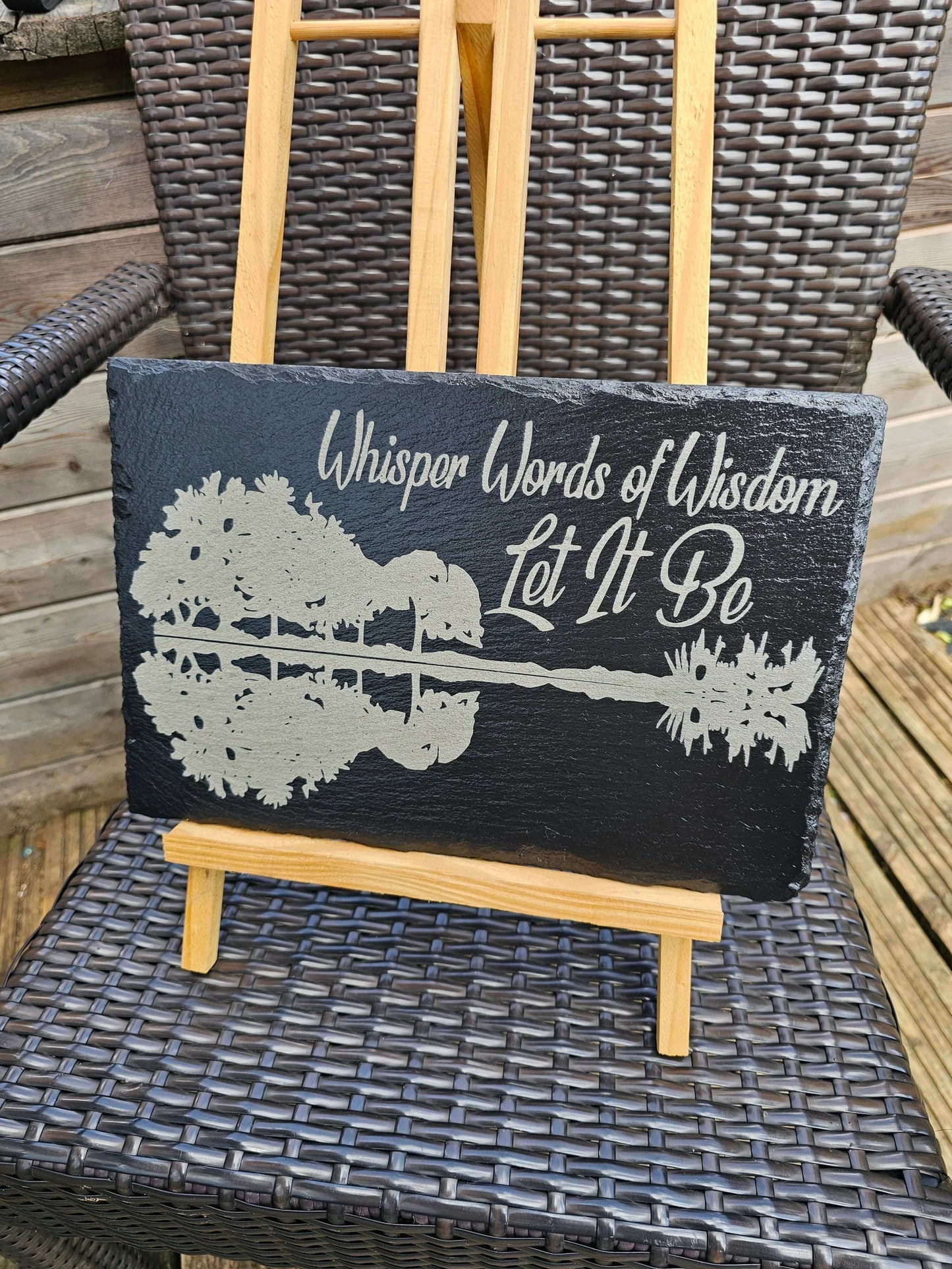 slate Let It Be Sign | Whisper Words of Wisdom Beatles Quote |