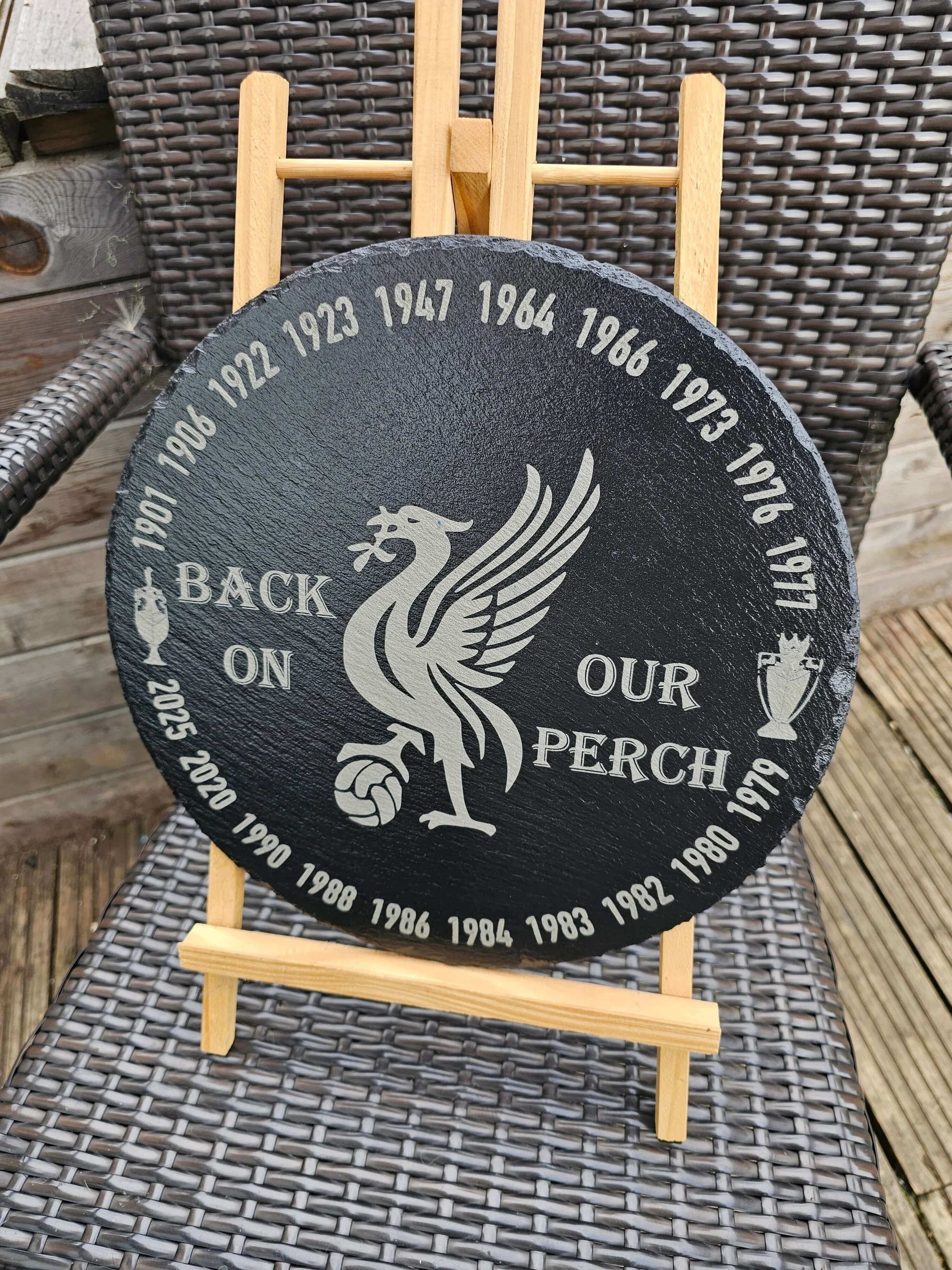 slate Engraved Liverpool FC Plaque – Championship Years | Round Slate