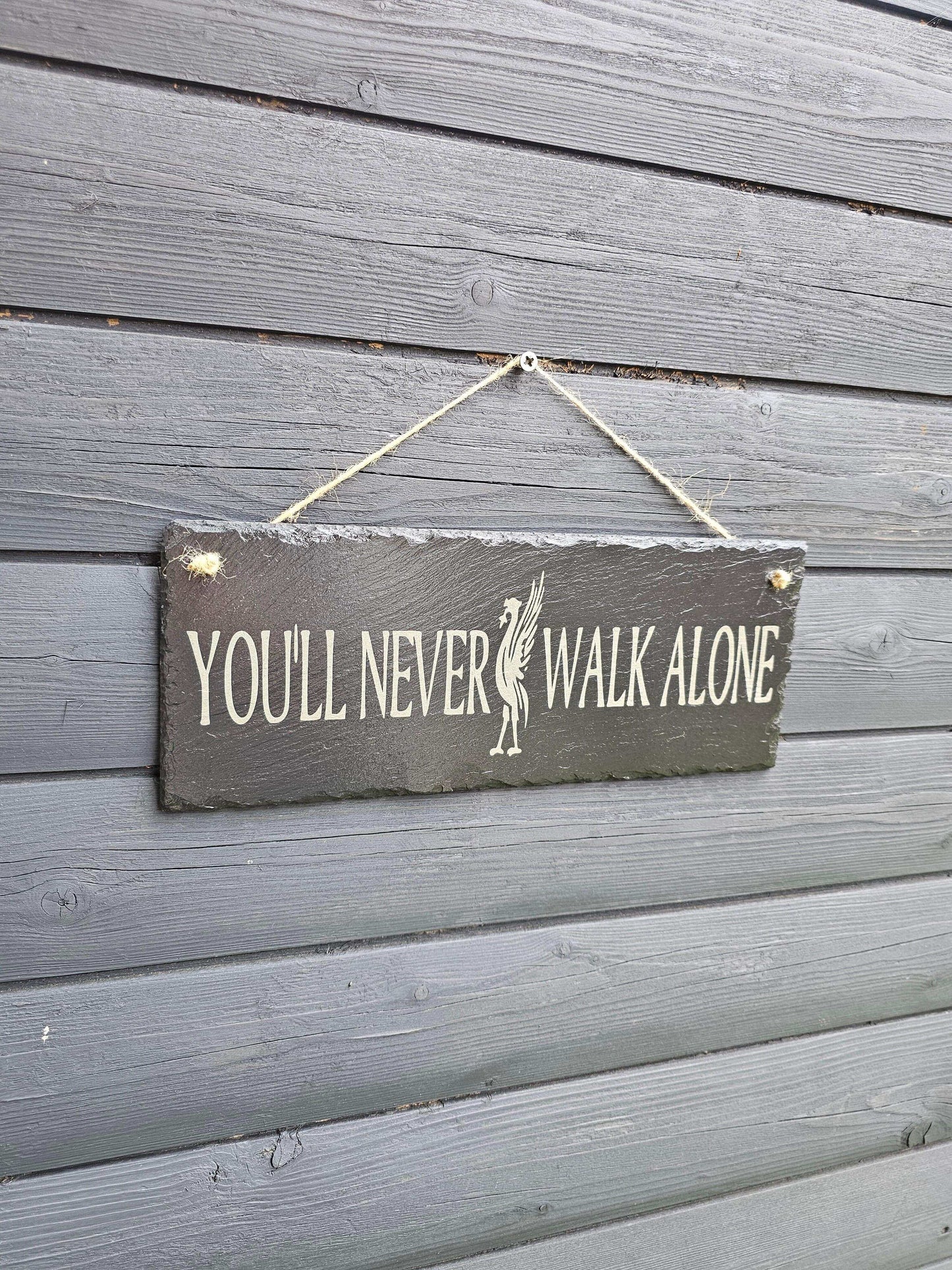 slate You’ll Never Walk Alone” Engraved Slate Sign – 30cm x 12cm,