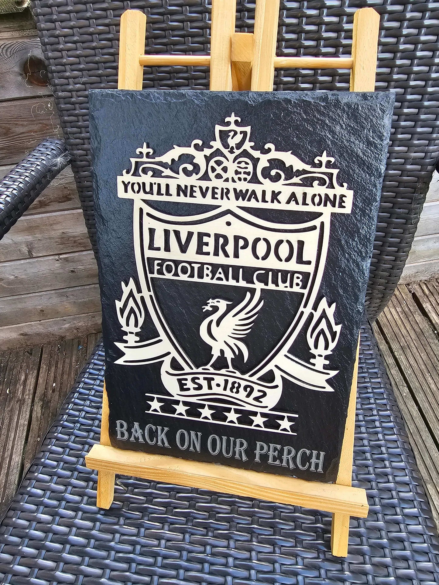 slate Liverpool FC 3D Crest Plaque – “Back On Our Perch” – 30cm x 20cm