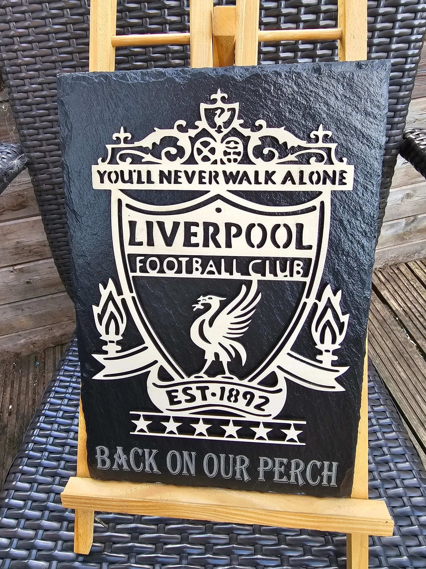slate Liverpool FC 3D Crest Plaque – “Back On Our Perch” – 30cm x 20cm
