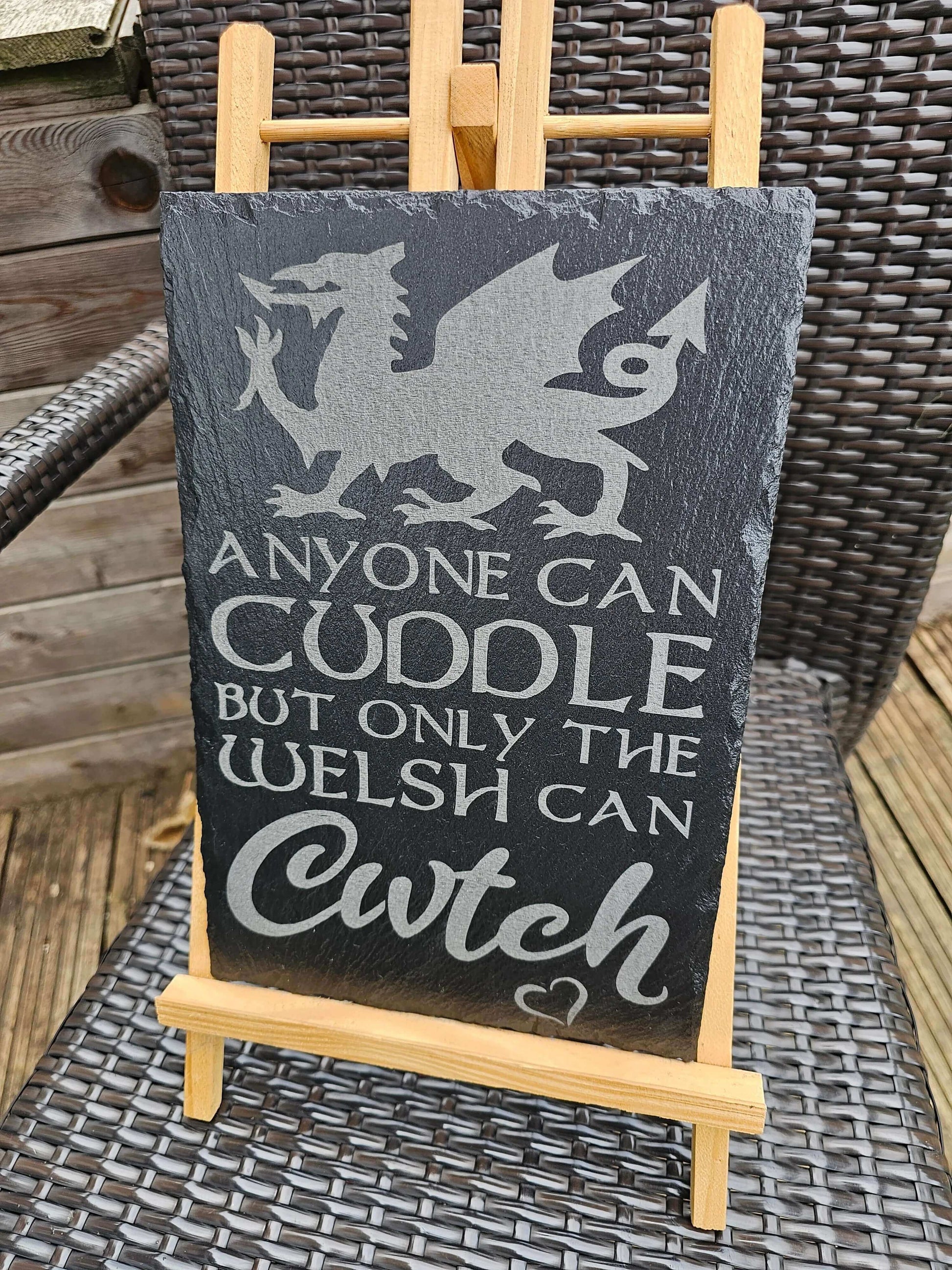 slate Welsh “Cwtch” Laser Engraved Slate Plaque – 30cm x 20cm – Welsh