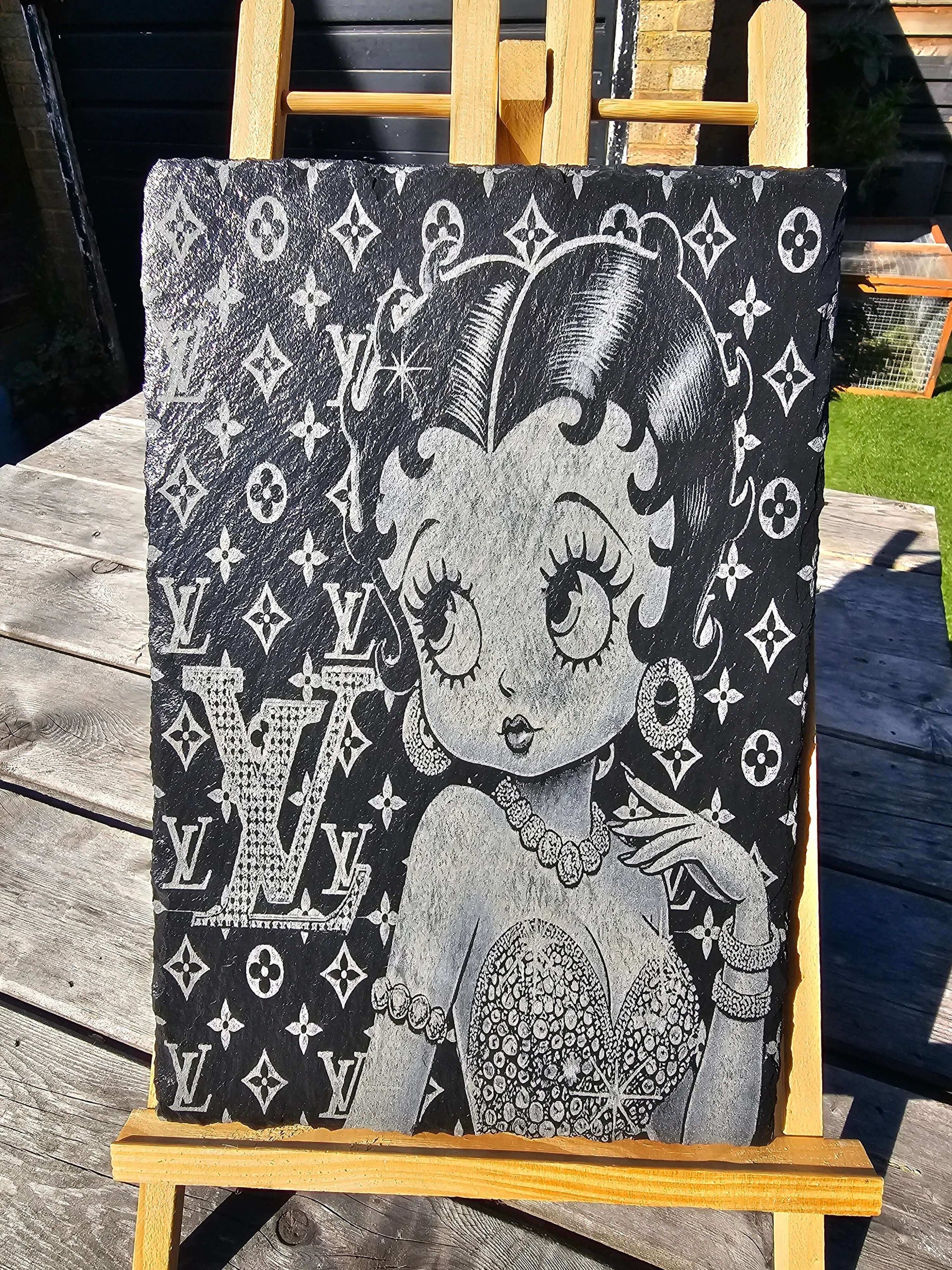 slate Betty boop luxury fashion plaque lv inspired laser engraved art
