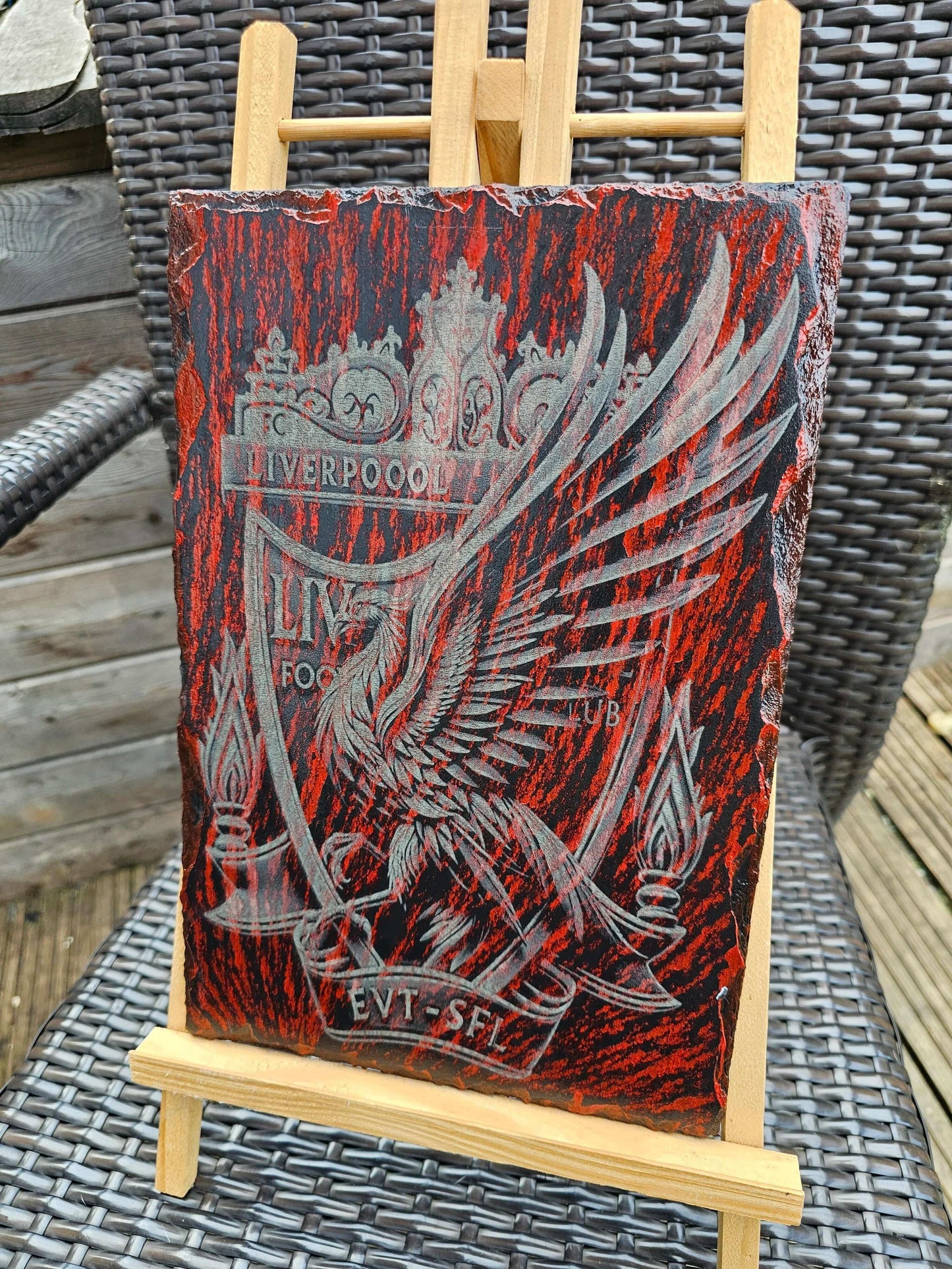 slate Liverpoool FC Crest with Liver Bird Laser Engraved Slate Plaque
