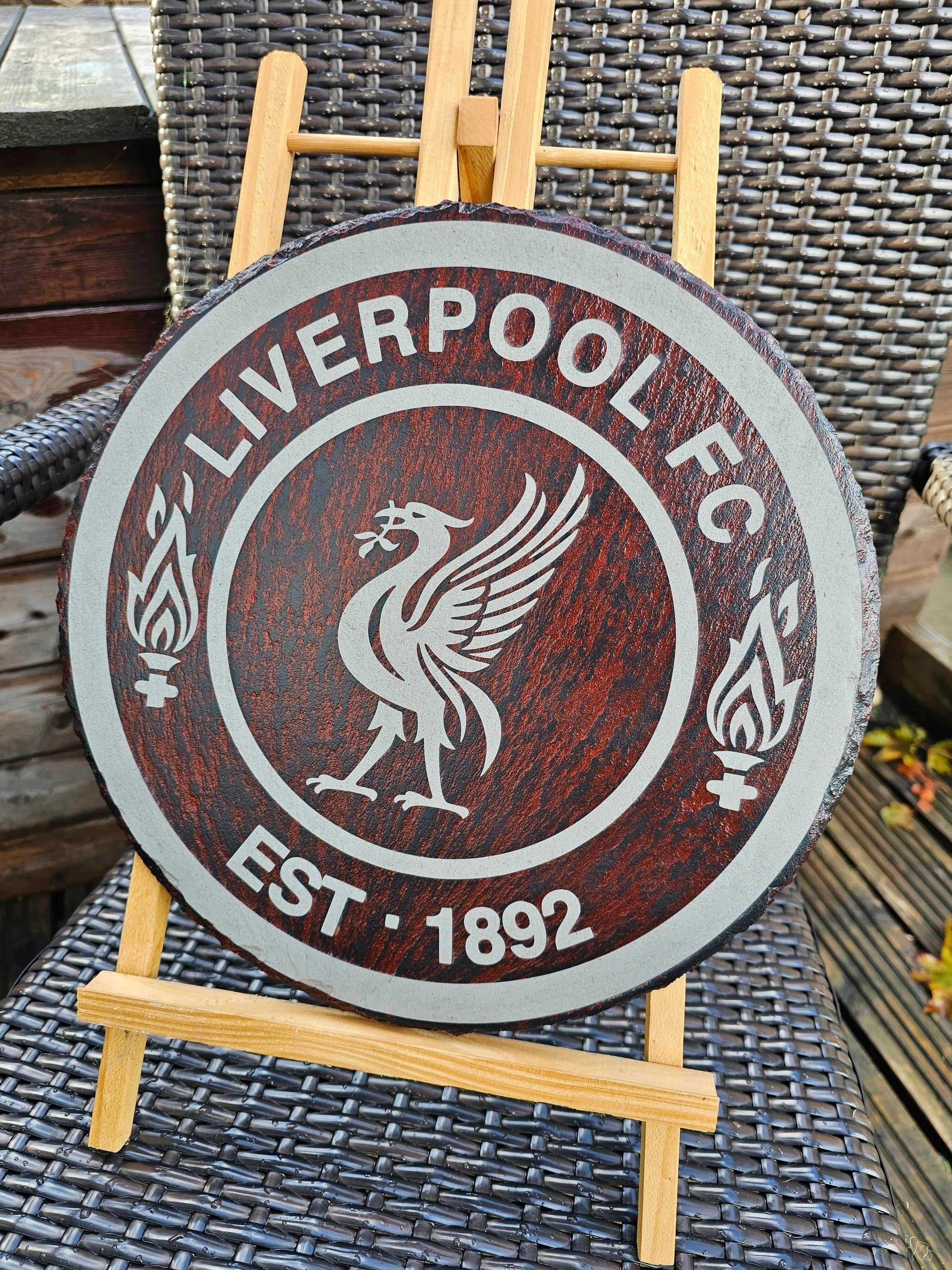 Liverpool FC Wall Art - Slate Round Plaque 30cm | Liverbird Logo Decor