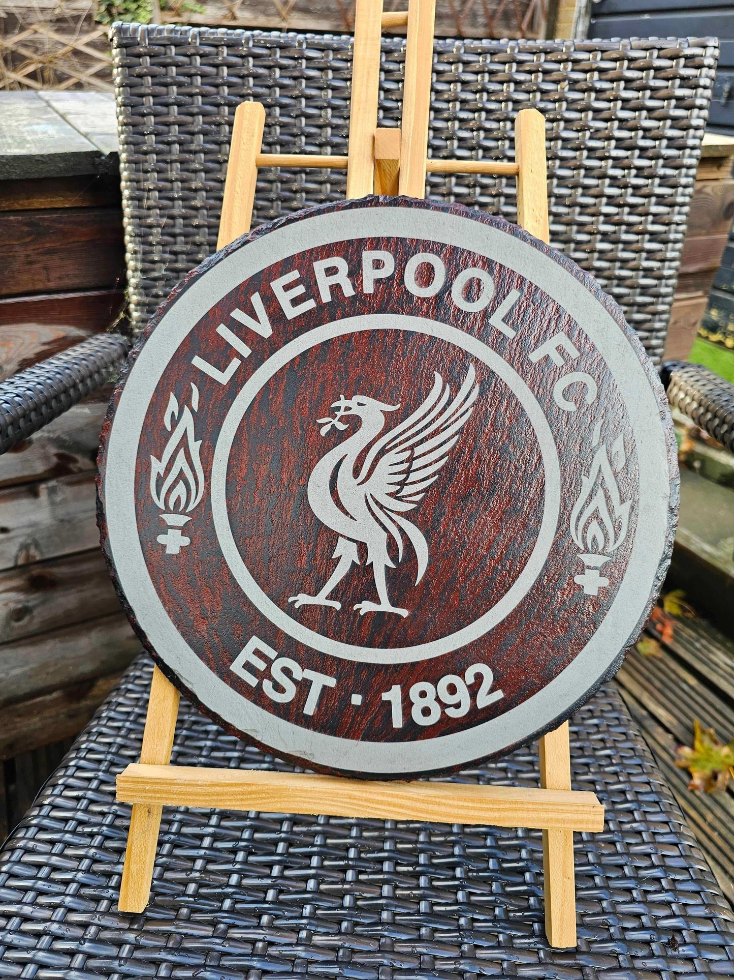 Liverpool FC Wall Art - Slate Round Plaque 30cm | Liverbird Logo Decor