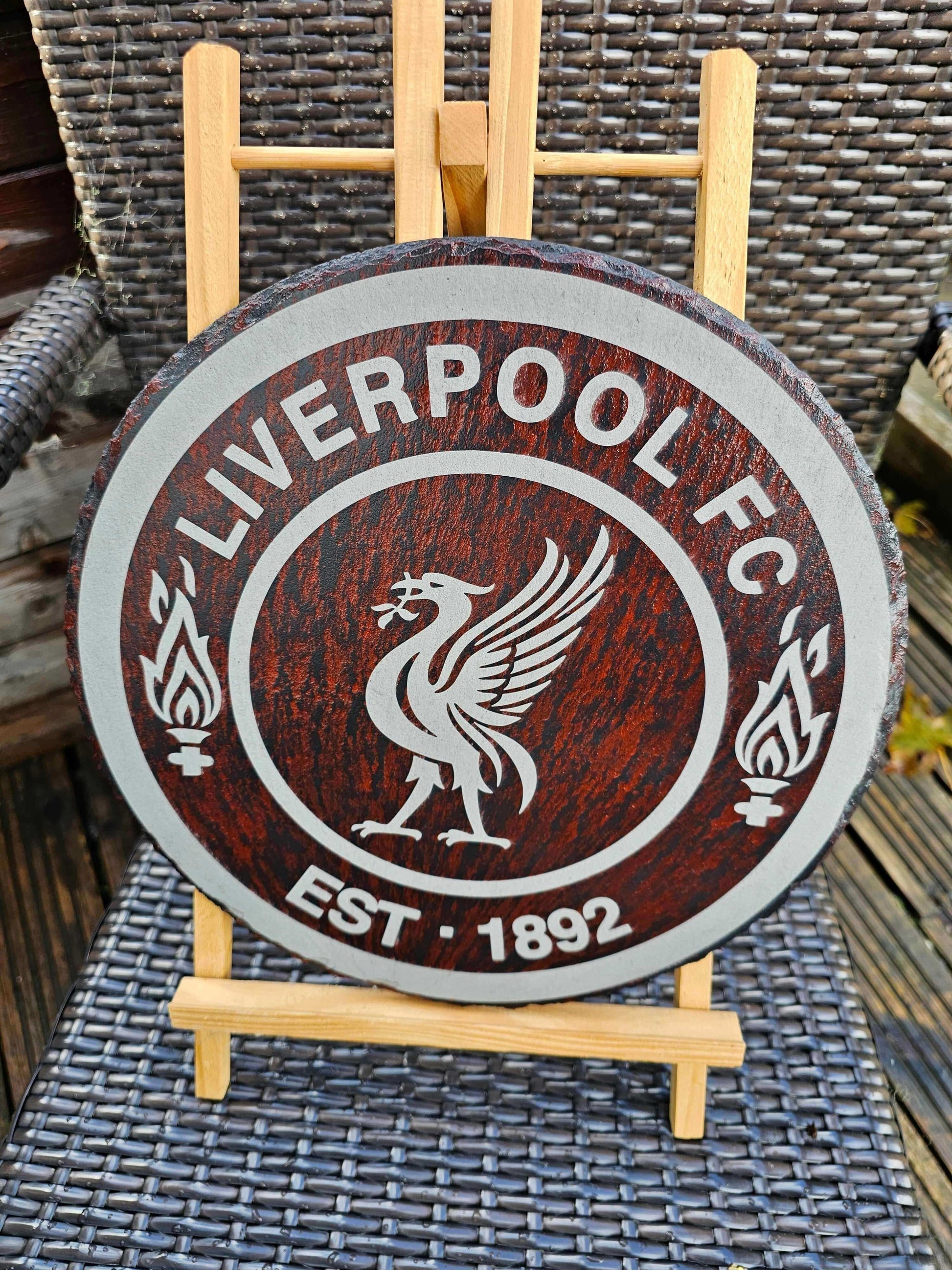 Liverpool FC Wall Art - Slate Round Plaque 30cm | Liverbird Logo Decor