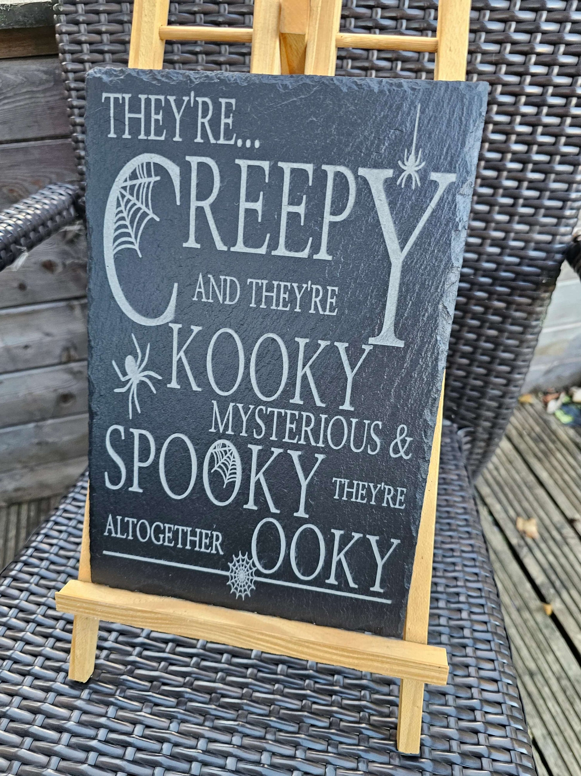 slate Creepy & Kooky Slate Plaque – 30cm x 20cm – Halloween Spooky Art