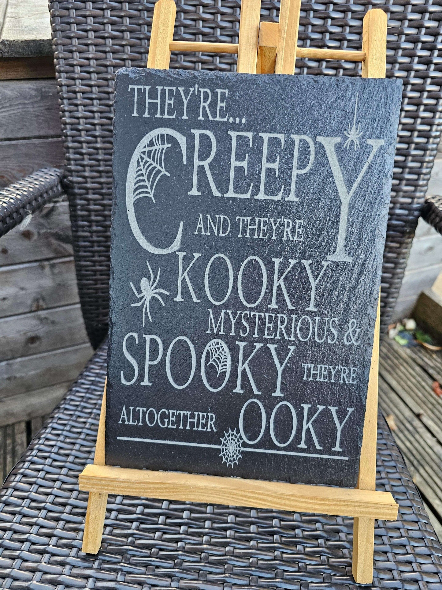 slate Creepy & Kooky Slate Plaque – 30cm x 20cm – Halloween Spooky Art