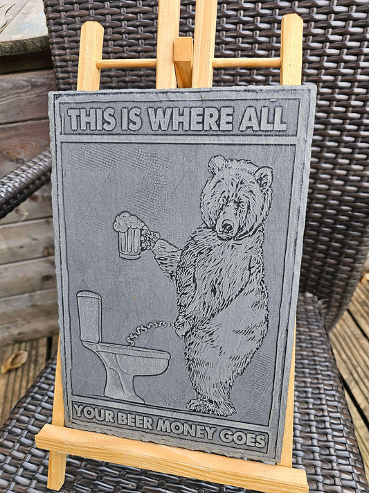 Slate Plaque Funny “Beer Money” – 30cm x 20cm