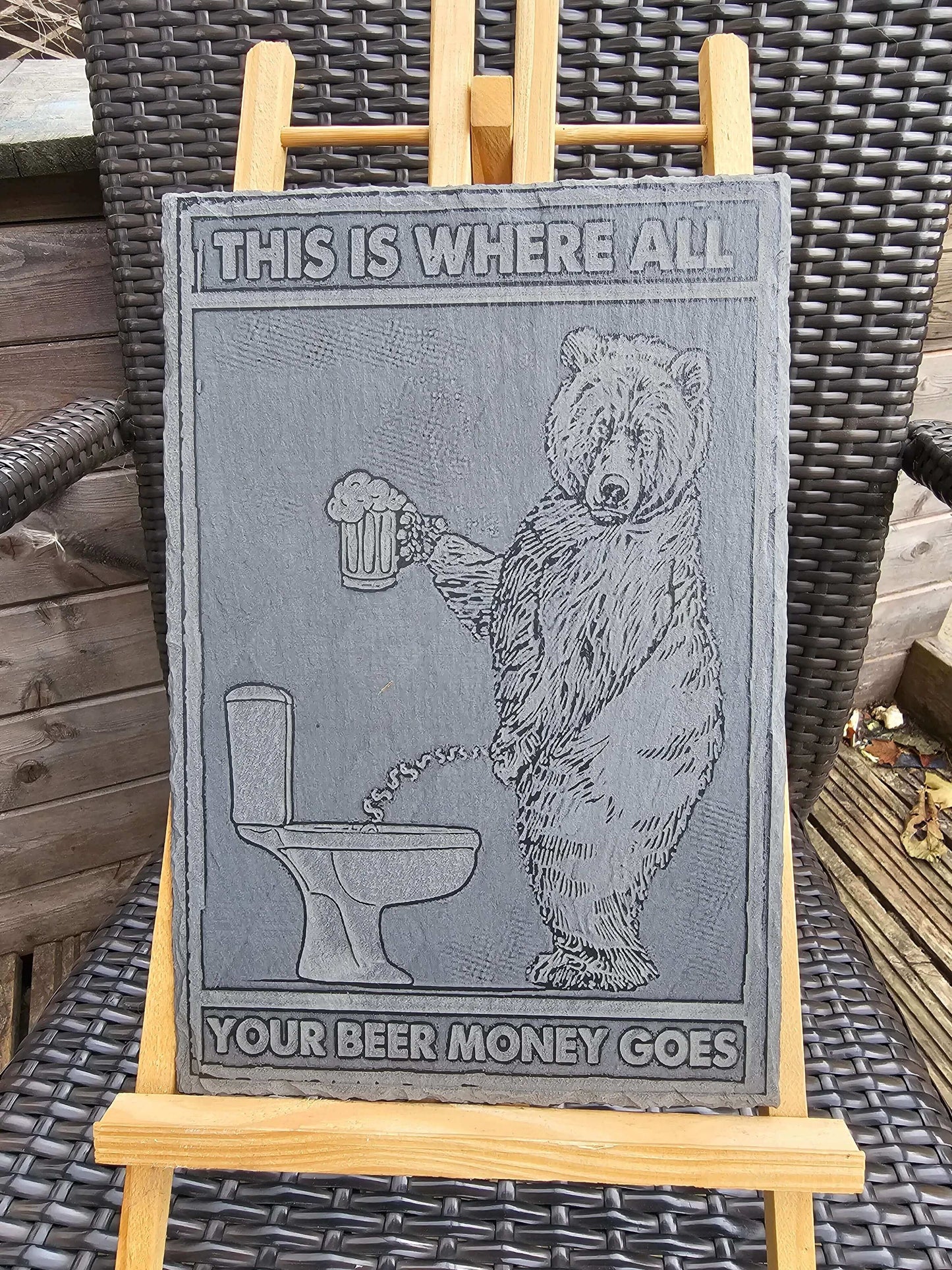 slate Funny Beer Money Plaque “This Is Where All Your Beer Money Goes