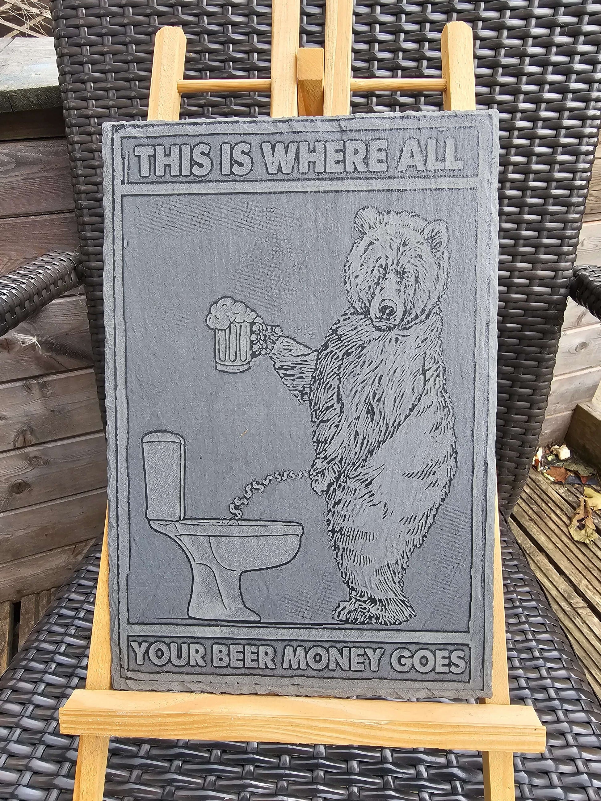 Slate Plaque Funny “Beer Money” – 30cm x 20cm