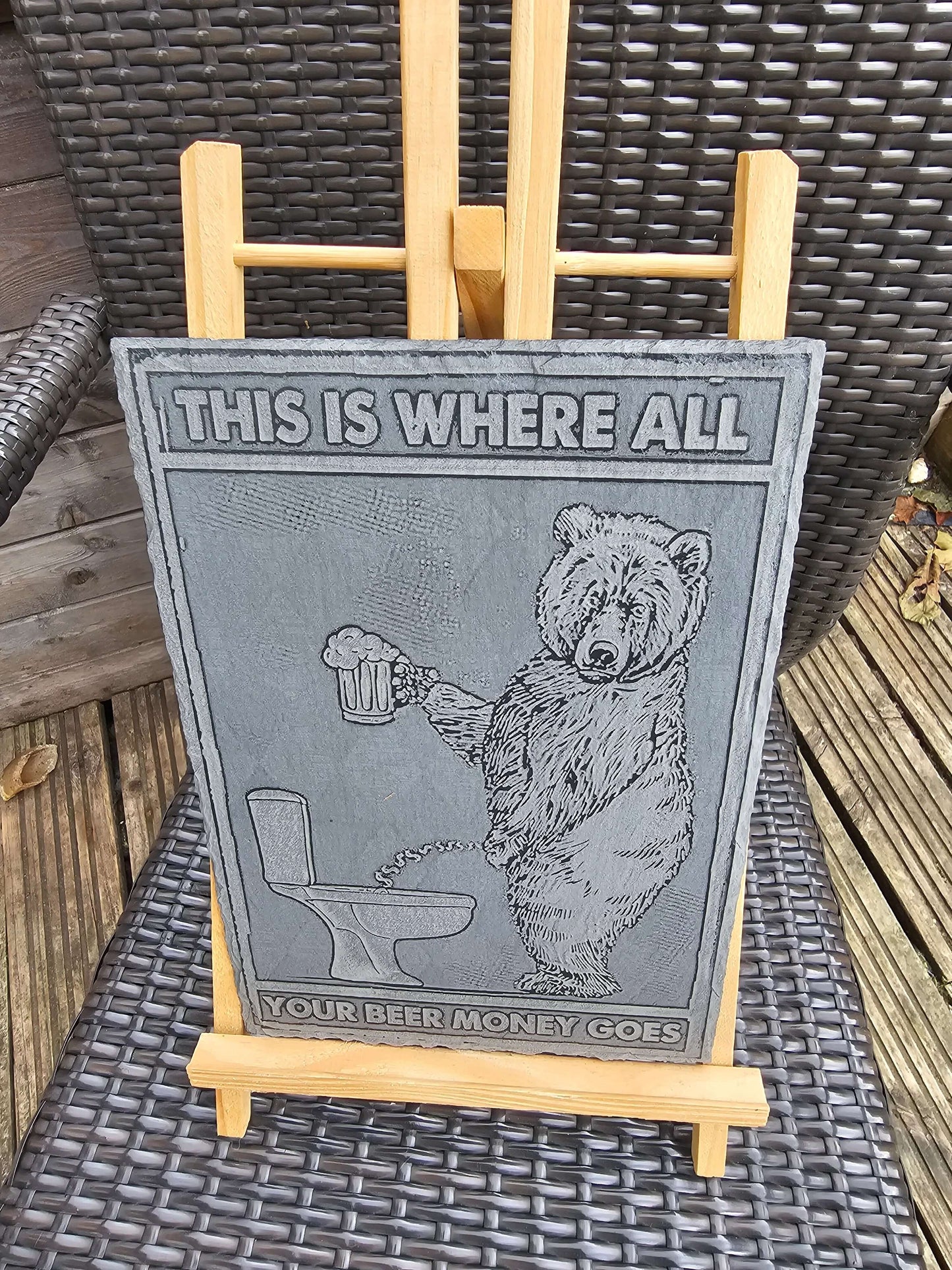 Slate Plaque Funny “Beer Money” – 30cm x 20cm