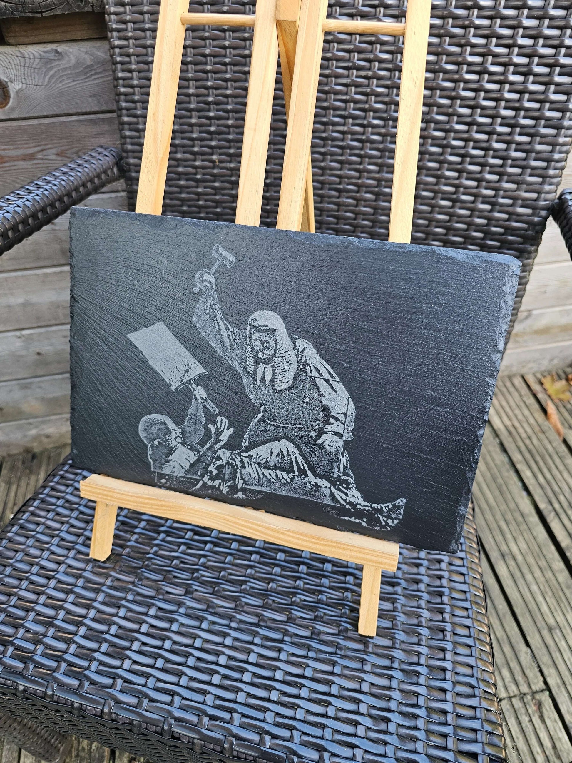 Slate Plaque Banksy-Inspired Judge Slate Plaque – 30cm x 20cm