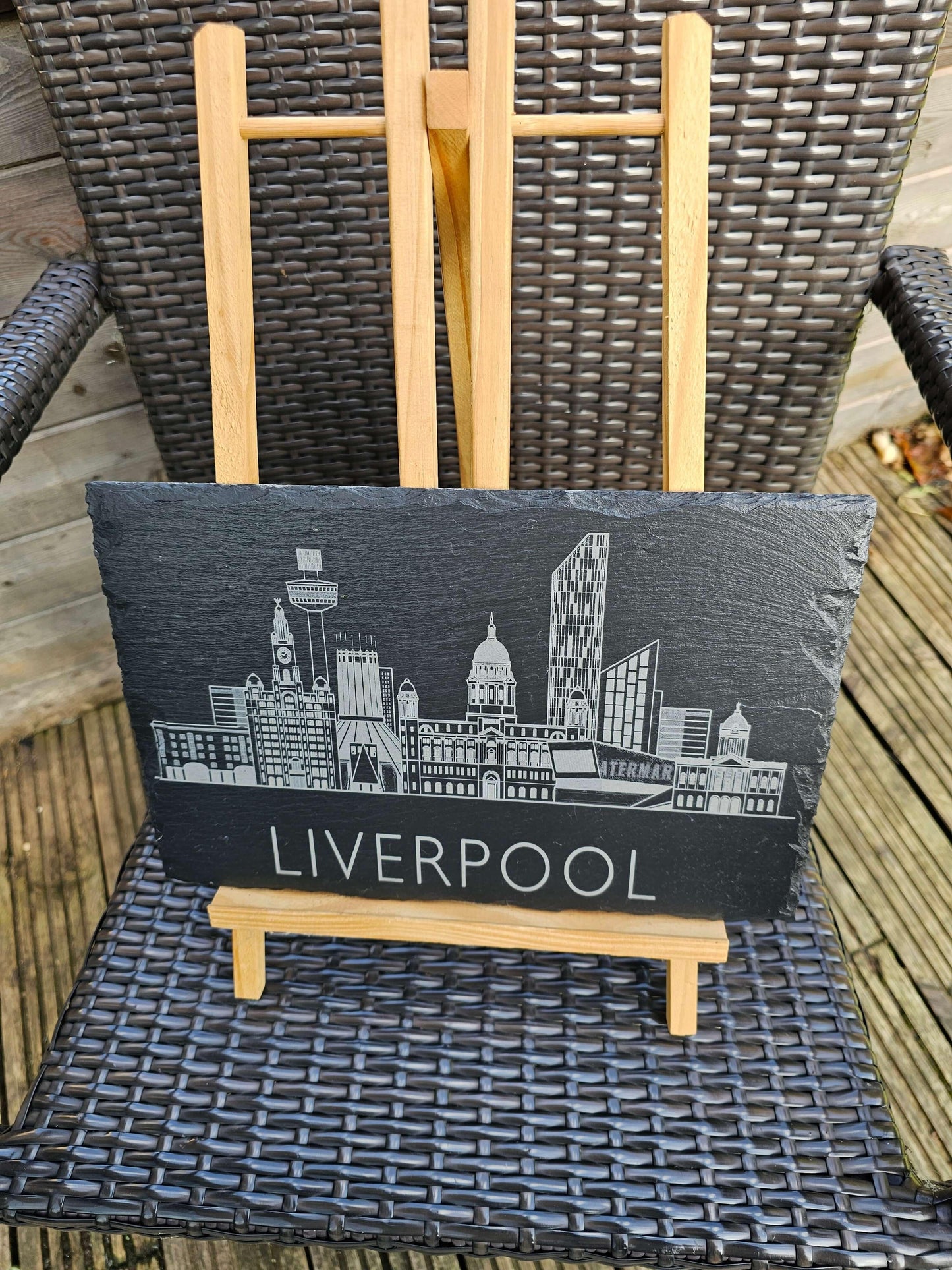 Slate Plaque 30cm x 20cm Laser Engraved Liverpool Skyline Handmade UK
