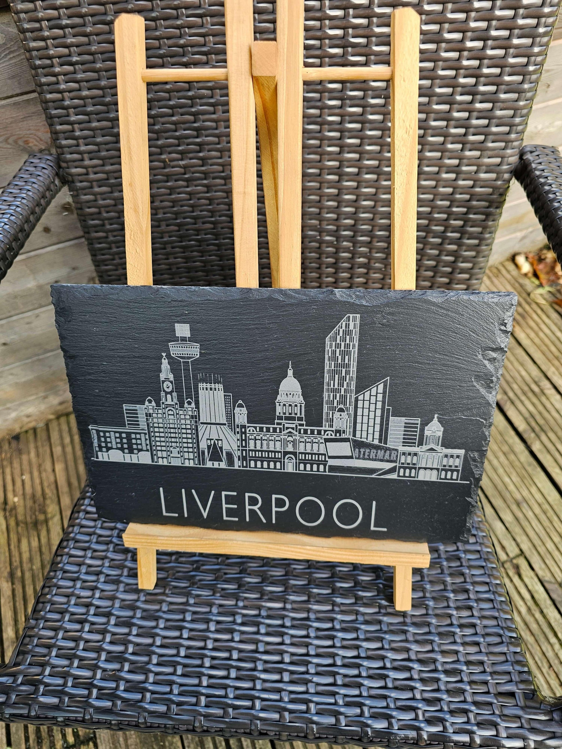 Slate Plaque 30cm x 20cm Laser Engraved Liverpool Skyline Handmade UK