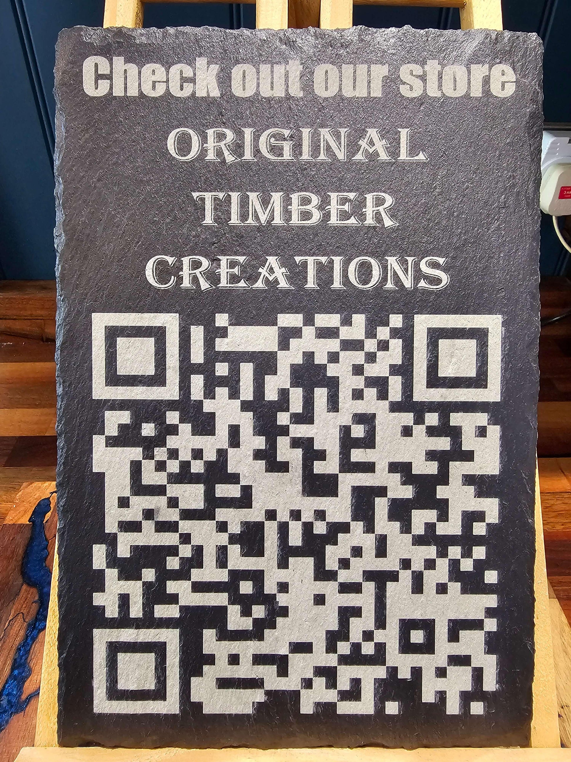 slate sign 30cm x 20cm Laser Engraved Slate QR Code Sign Custom Store