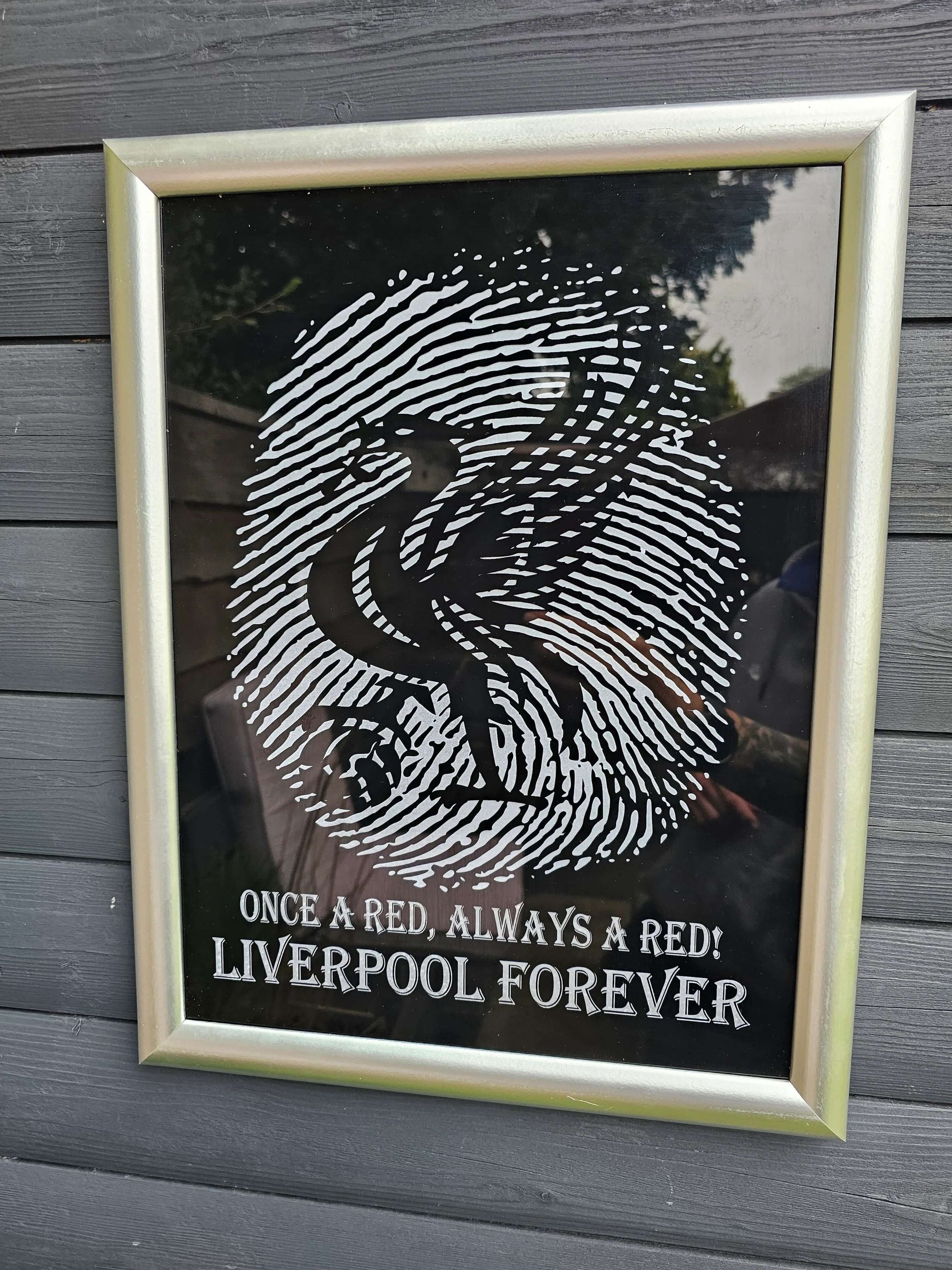 Painted Glass 45cm x 35cm Liverpool Fingerprint Framed –