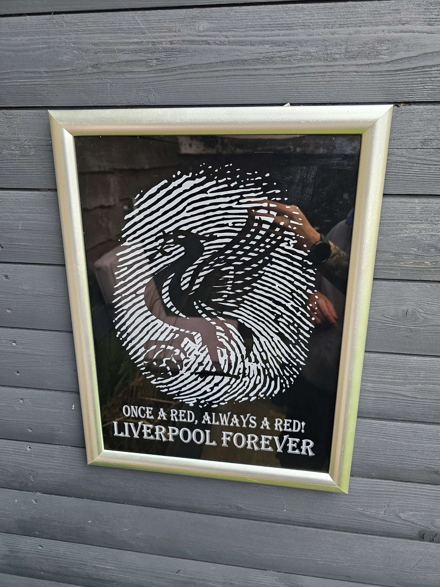 Painted Glass 45cm x 35cm Liverpool Fingerprint Framed –