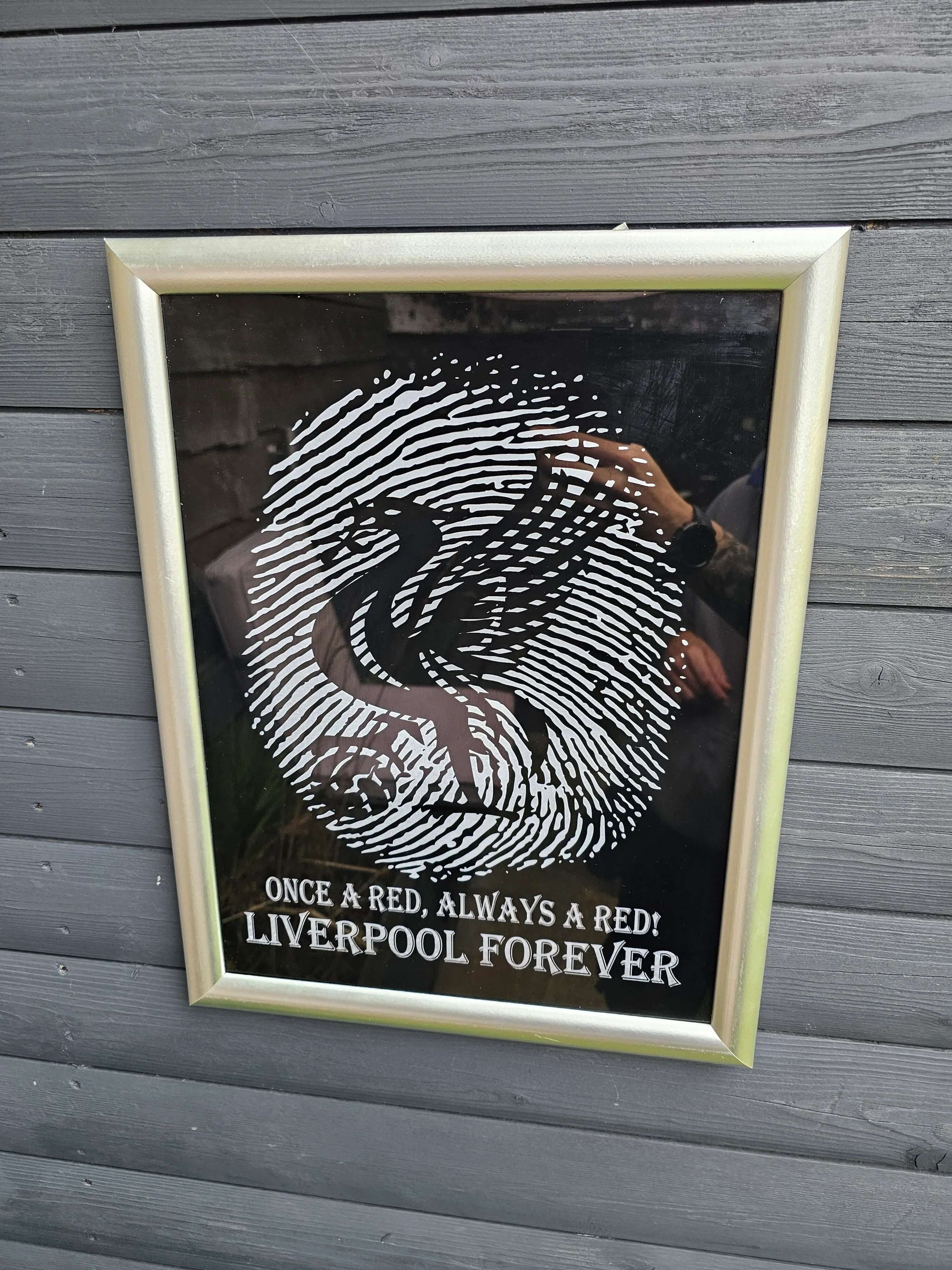 Painted Glass 45cm x 35cm Liverpool Fingerprint Framed –