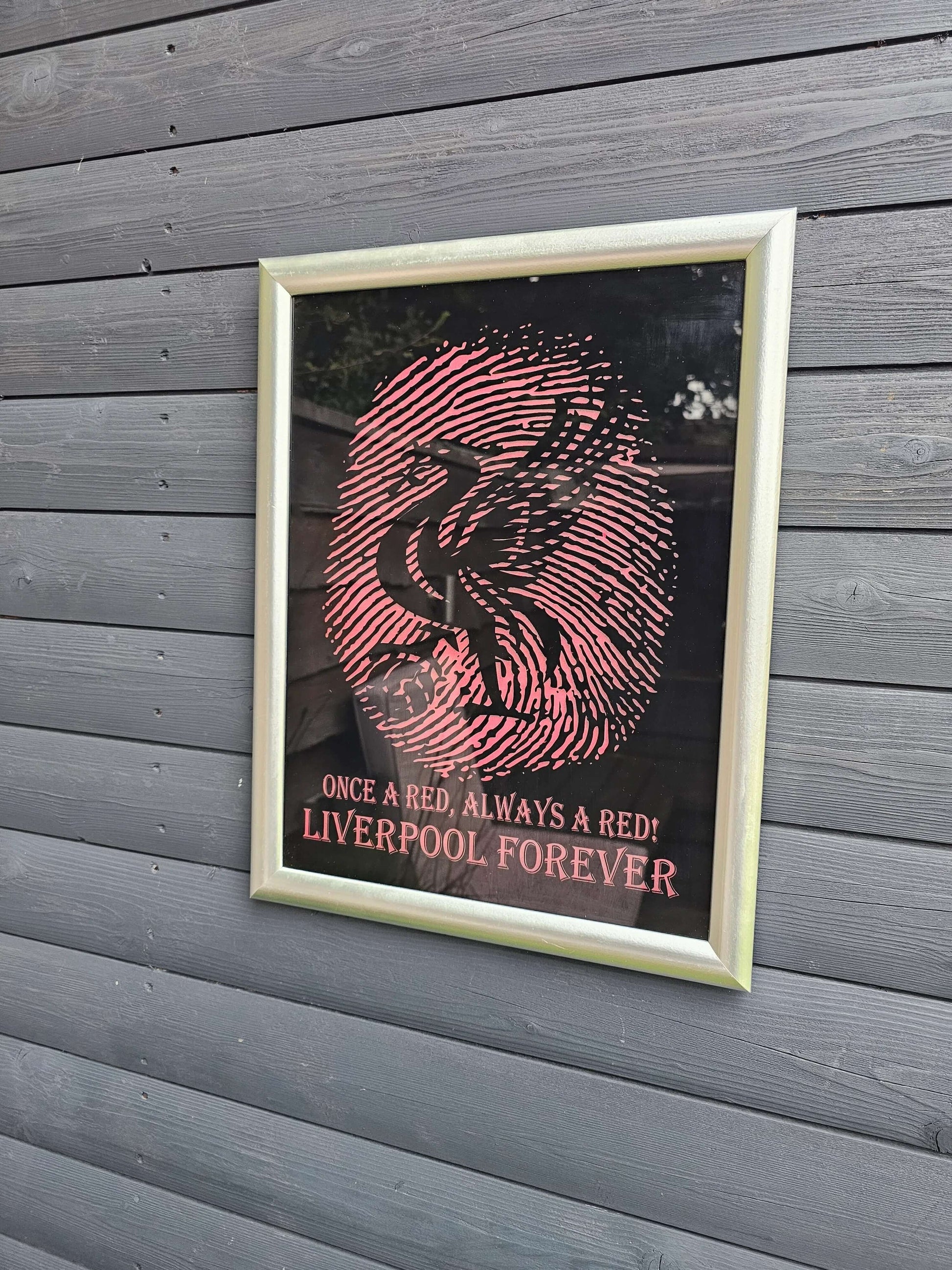 Painted Glass 45cm x 35cm Liverpool Fingerprint Framed –