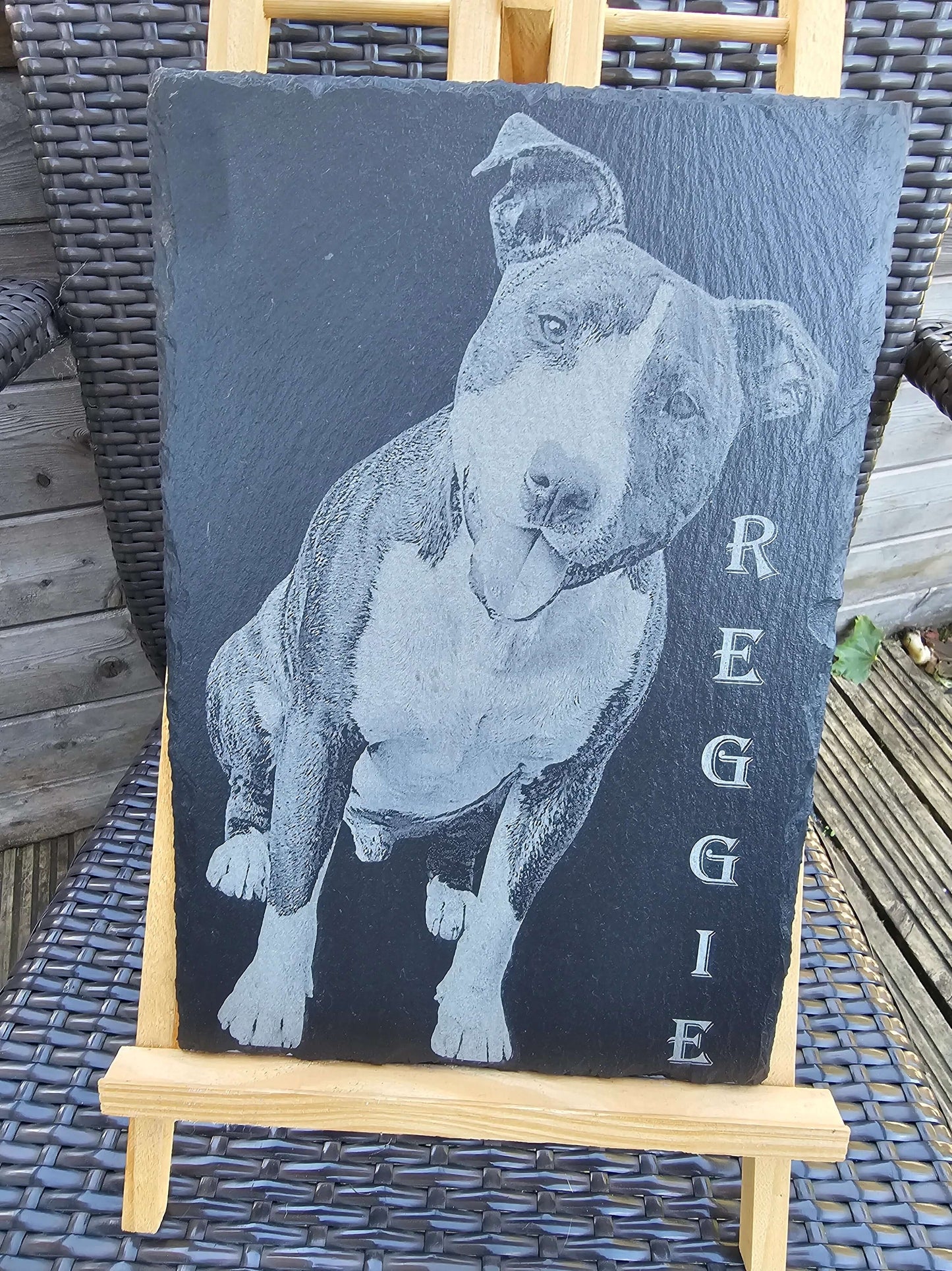 Slate 30cm x 20cm Custom Pet Portrait Slate Plaque – Personalised Dog