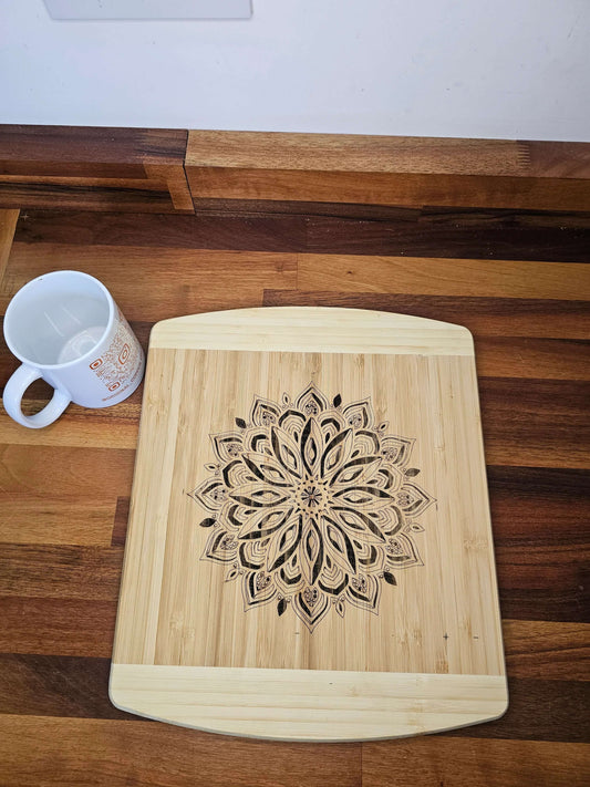 Chopping Board – Mandala Engraved Bamboo Design