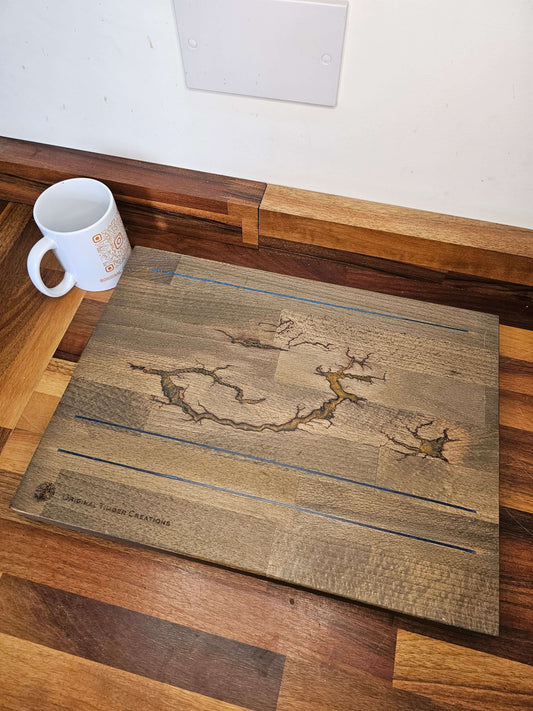 Chopping Board – Resin Groove & Fractal Burn 400 × 295 × 38mm