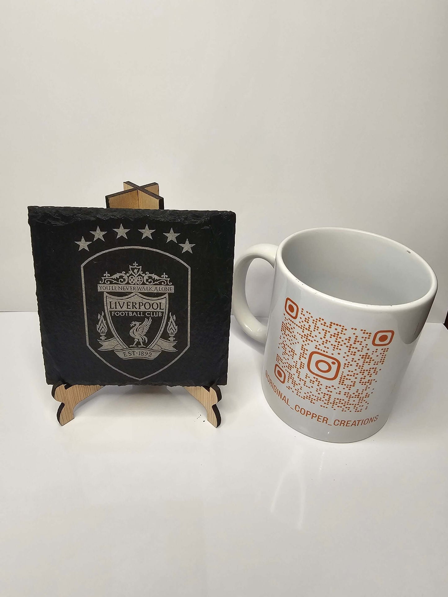 slate Liverpool FC 6-Star Crest Coasters – Laser Engraved